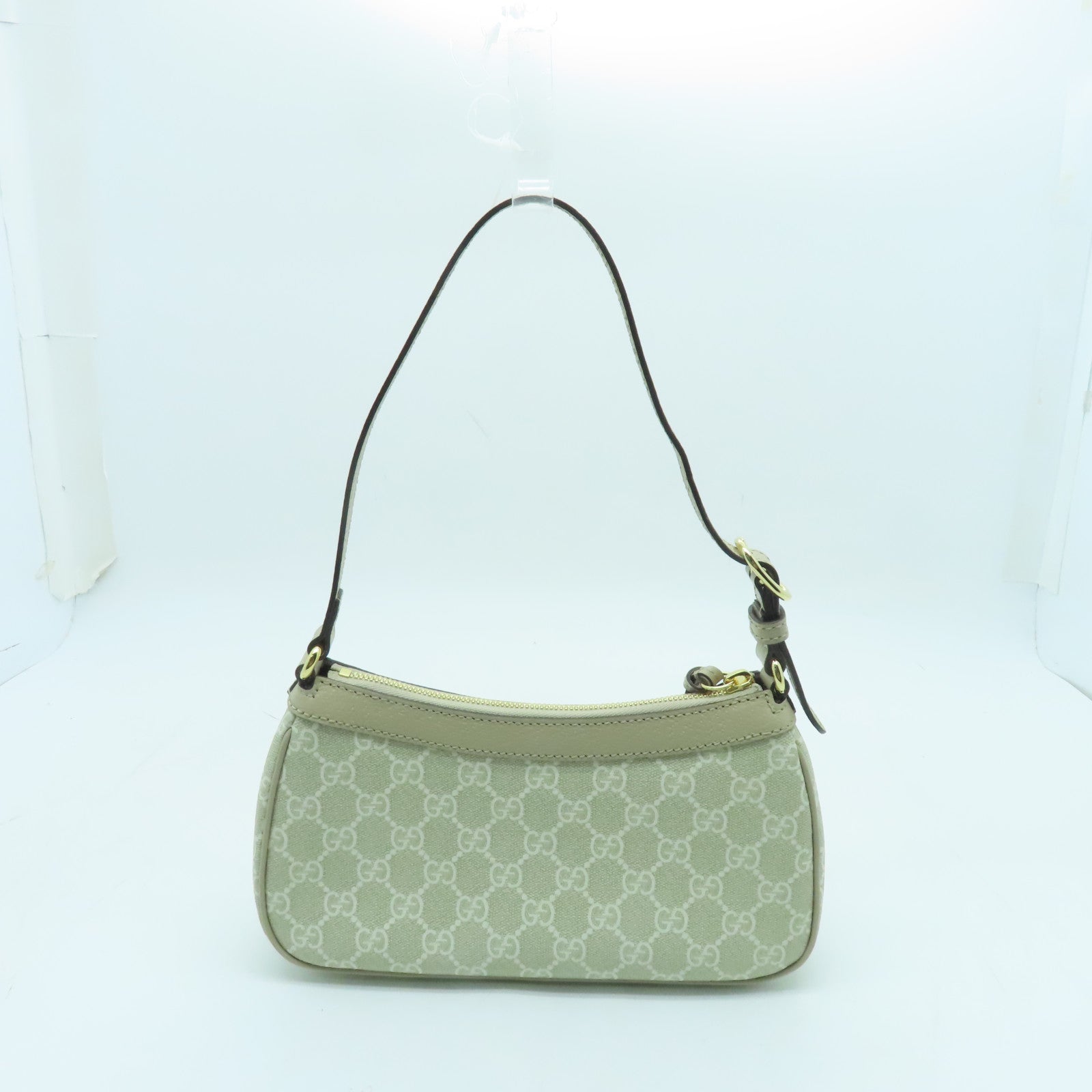 GUCCI 塗層帆布Ophidia Shoulder Bag金扣肩背袋白色