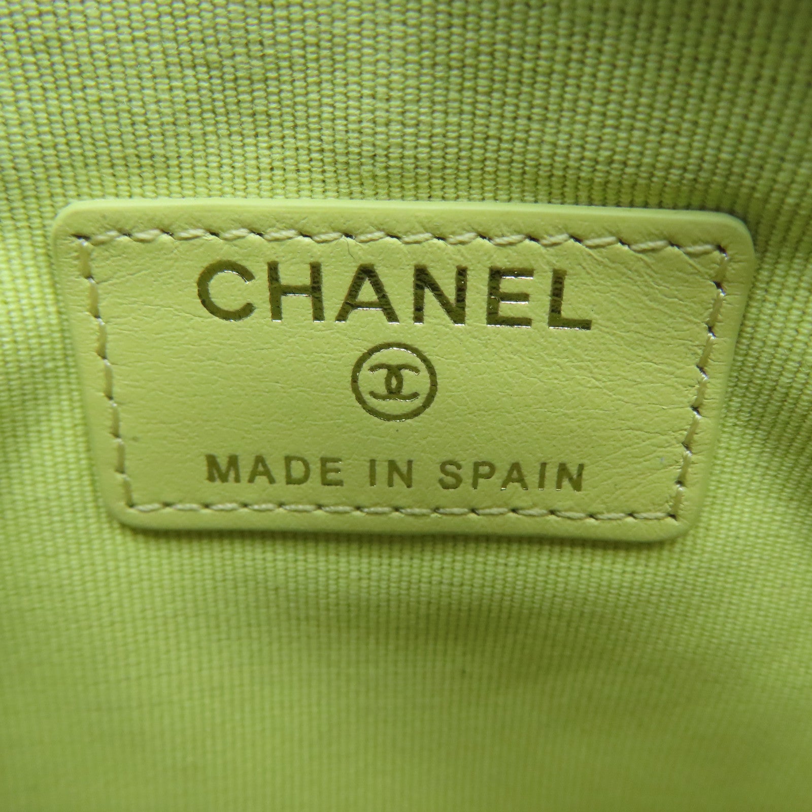 CHANEL 【激減優惠】菱格Caviar皮革Mini Pouch金扣小袋淺黃色