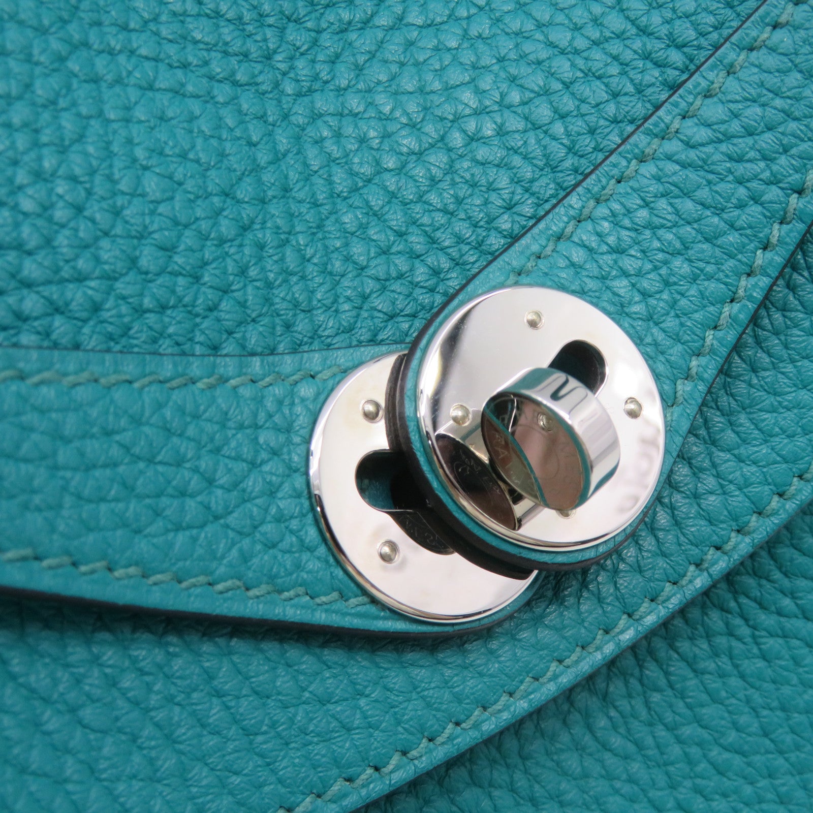 HERMES Clemence皮革Lindy 26 Shoulder Bag银扣肩背袋7F绿色