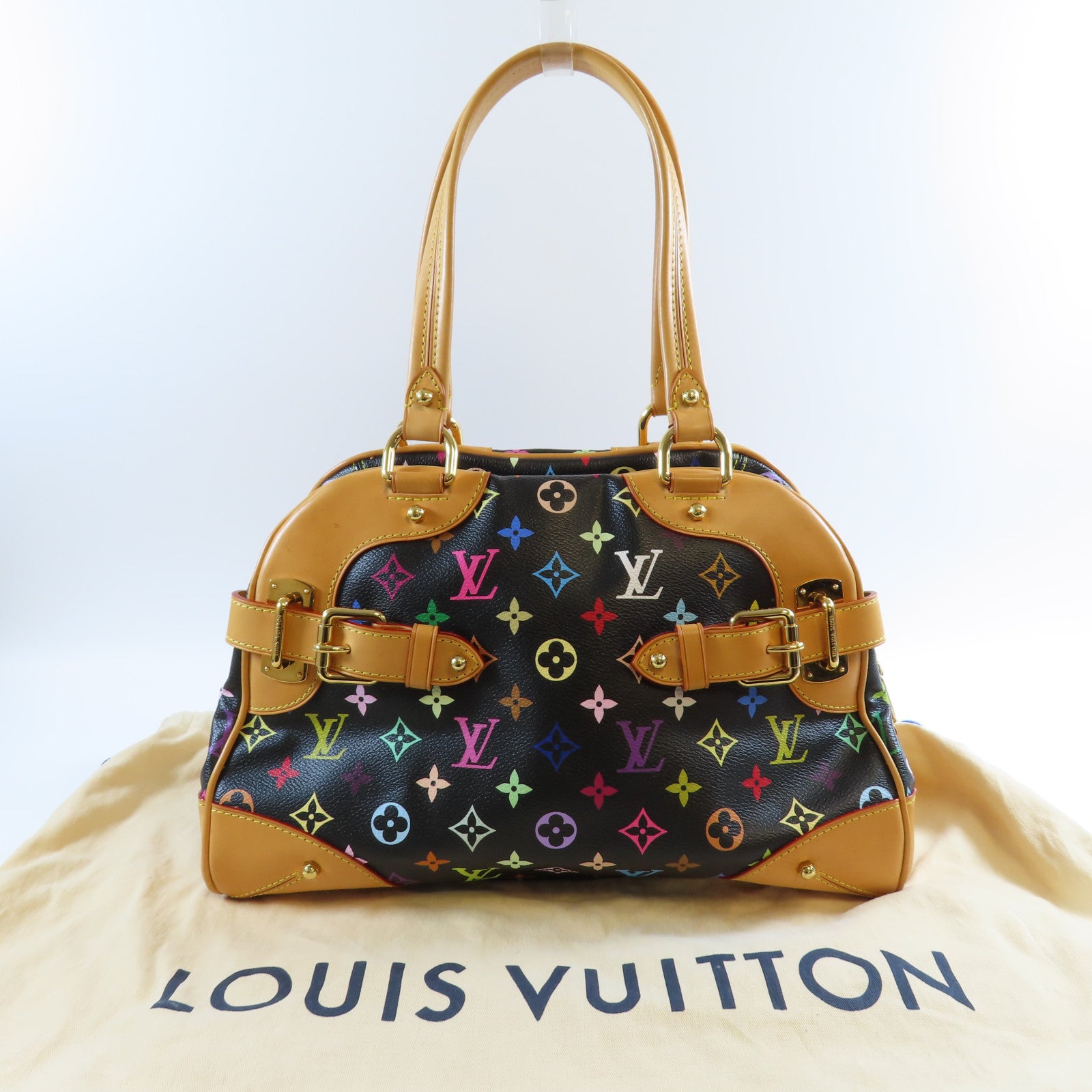 LOUIS VUITTON Monogram Multicolore Claudia金扣肩背袋啡色/黑色