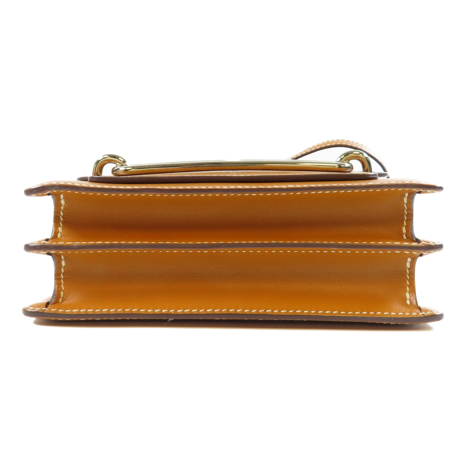 HERMES Barenia皮革Mini Roulis銀扣肩背袋Gold經典駝色