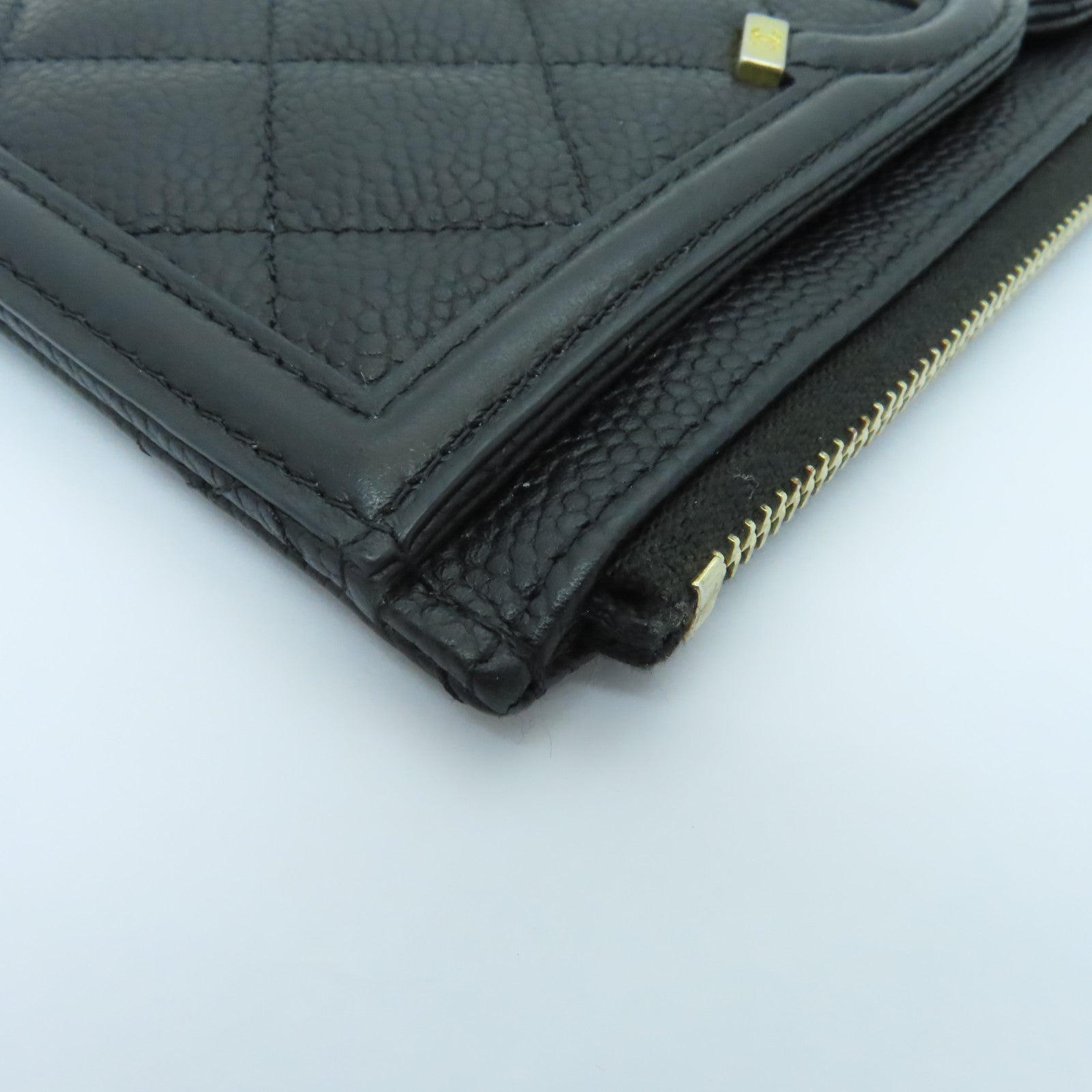 CHANEL Caviar皮革Clutch Bag金扣手拿包黒色