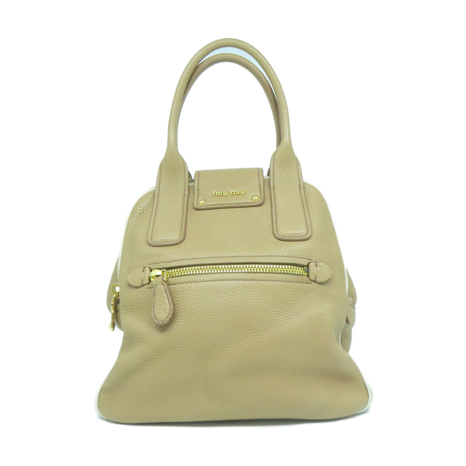 Miu Miu 牛皮皮革2 Way Shoulder金扣手挽肩背兩用袋啡色