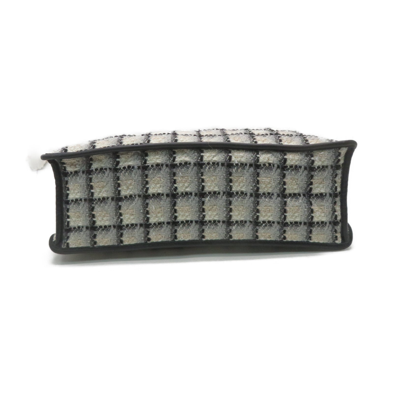 CHANEL Tweed Shoulder Bag Gold Buckle Chain Shoulder Bag Beige/Black