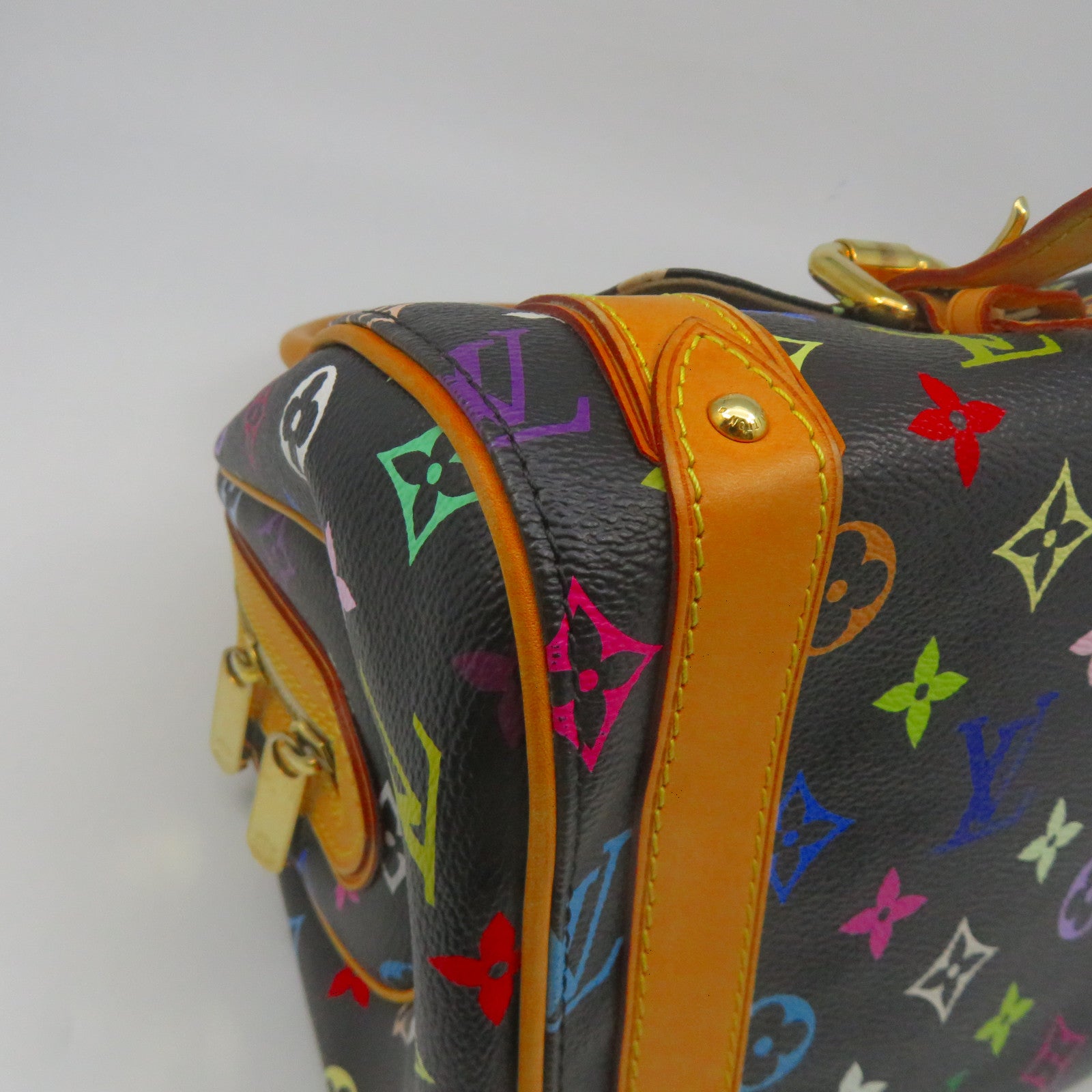 LOUIS VUITTON Monogram Multicolore Priscilla金扣手挽袋黑色