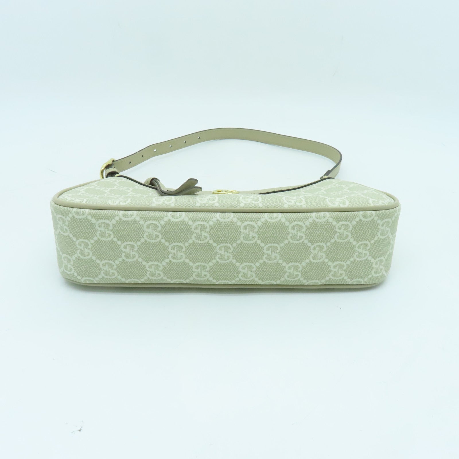 GUCCI 塗層帆布Ophidia Shoulder Bag金扣肩背袋白色