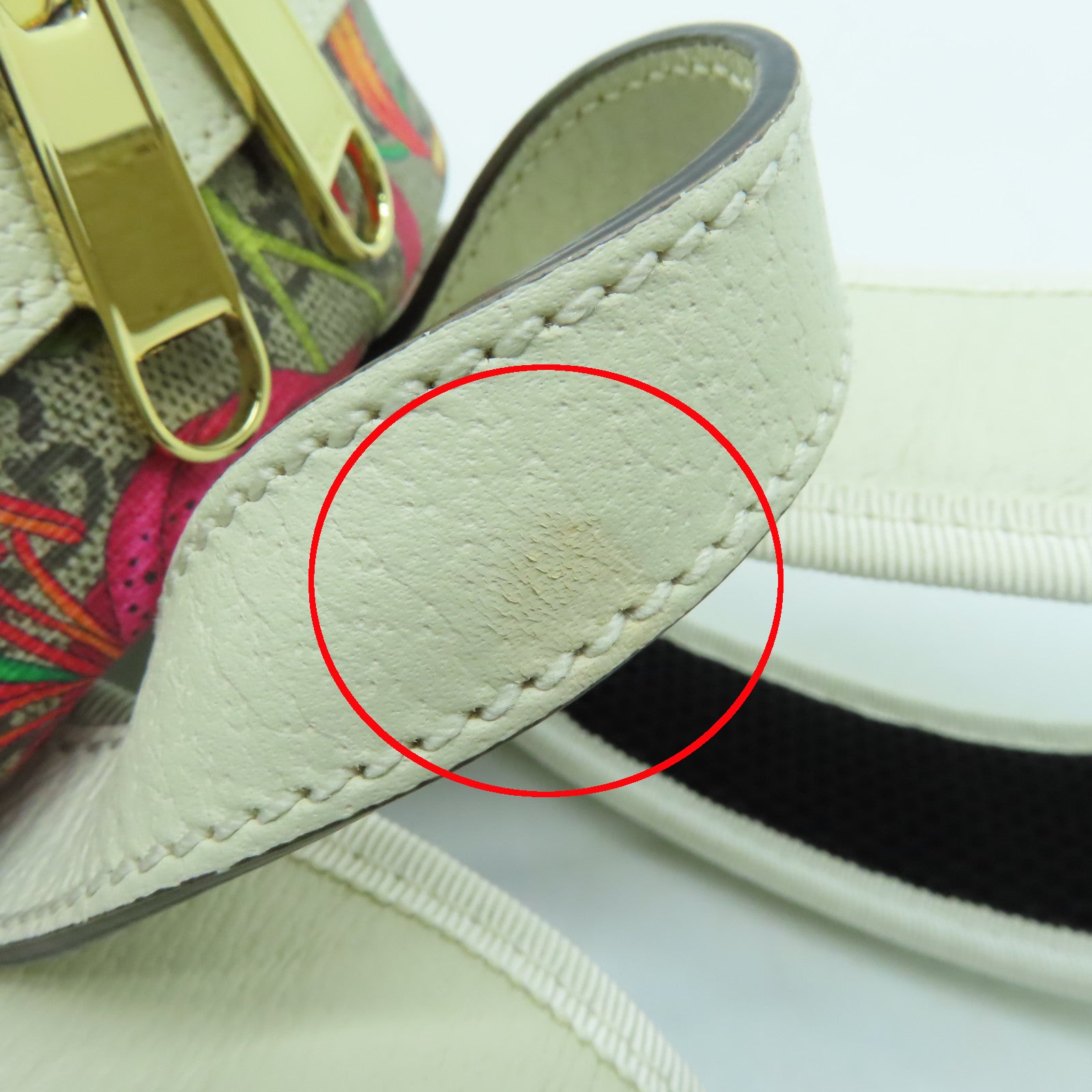 GUCCI 塗層帆布Ophidia GG Backpack銀扣背包米色/白色