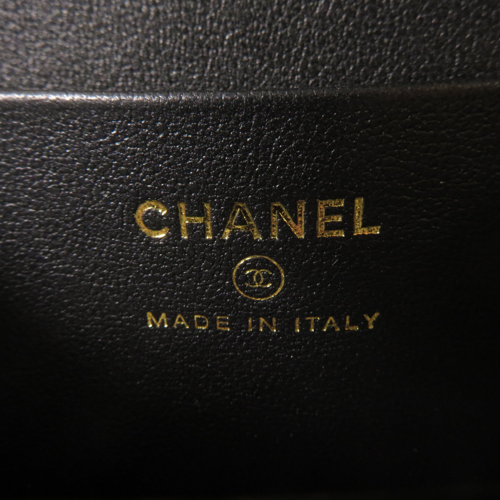 CHANEL 菱格羊皮皮革Zipper Wallet金扣錢包黑色