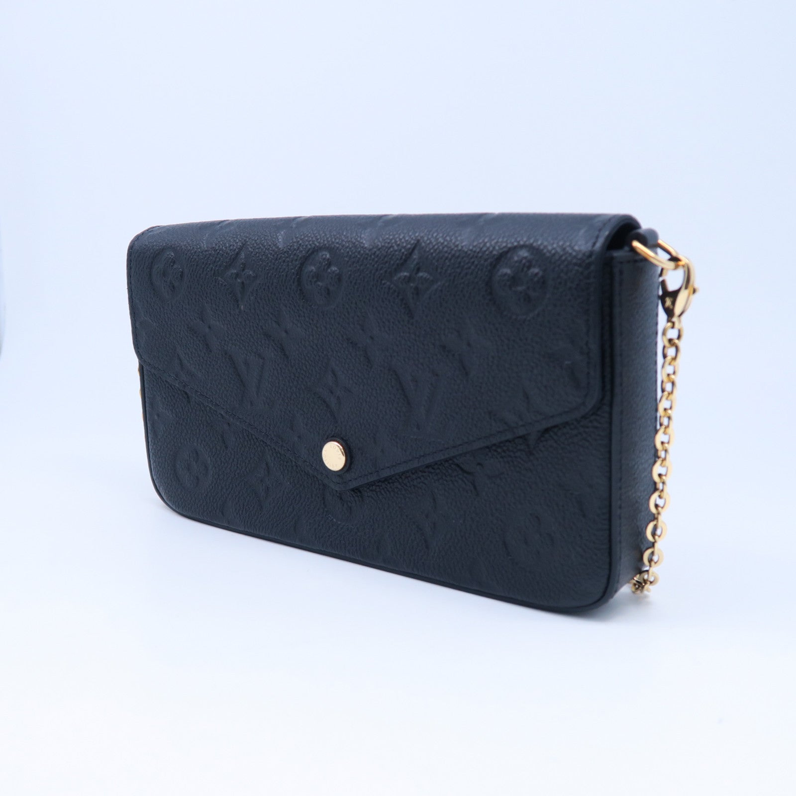 LOUIS VUITTON Monogram Empreinte Pochette Felicie金扣鏈帶肩背袋黑色