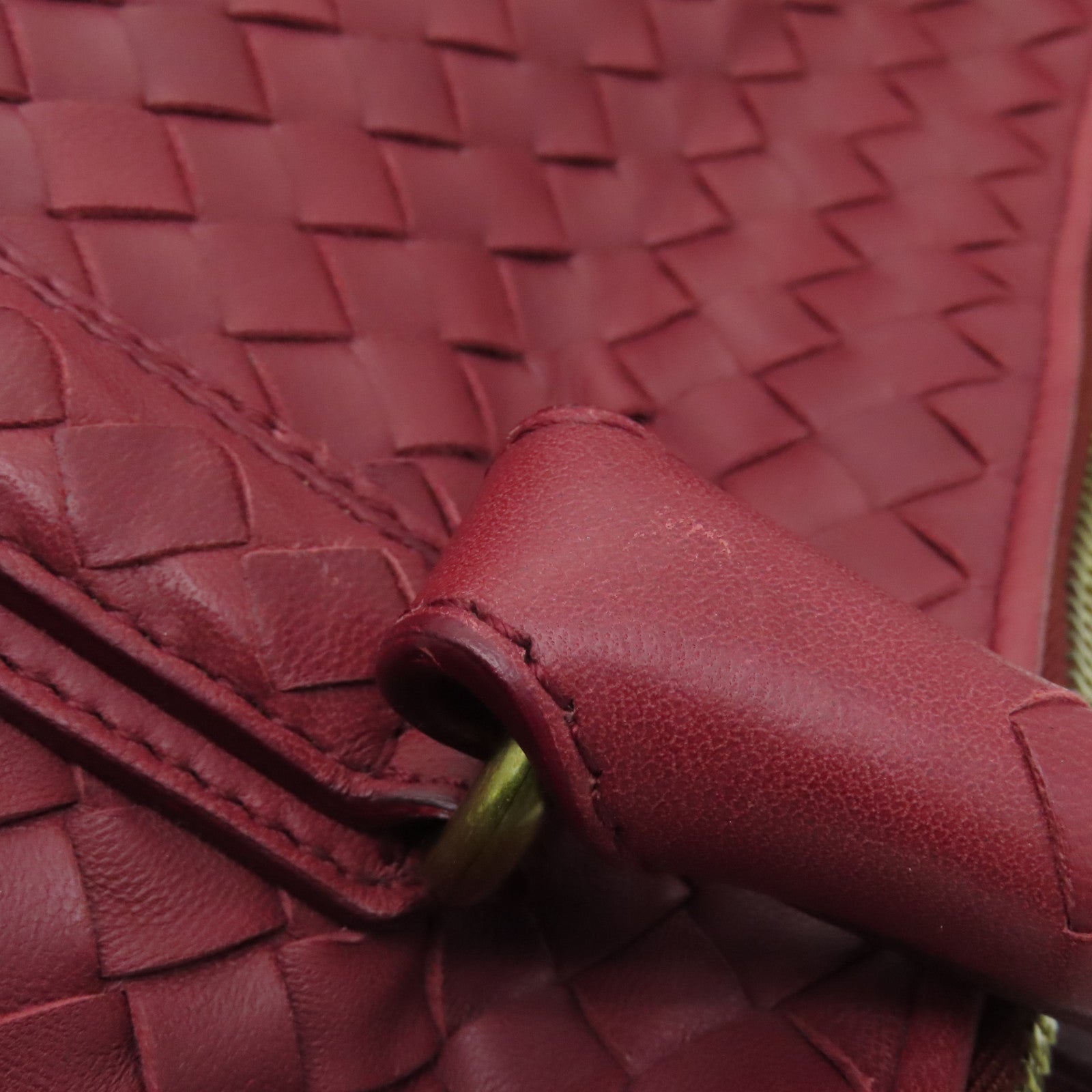 BOTTEGA VENETA 織紋皮革2way Shoulder Bag金扣手挽肩背兩用袋紅色