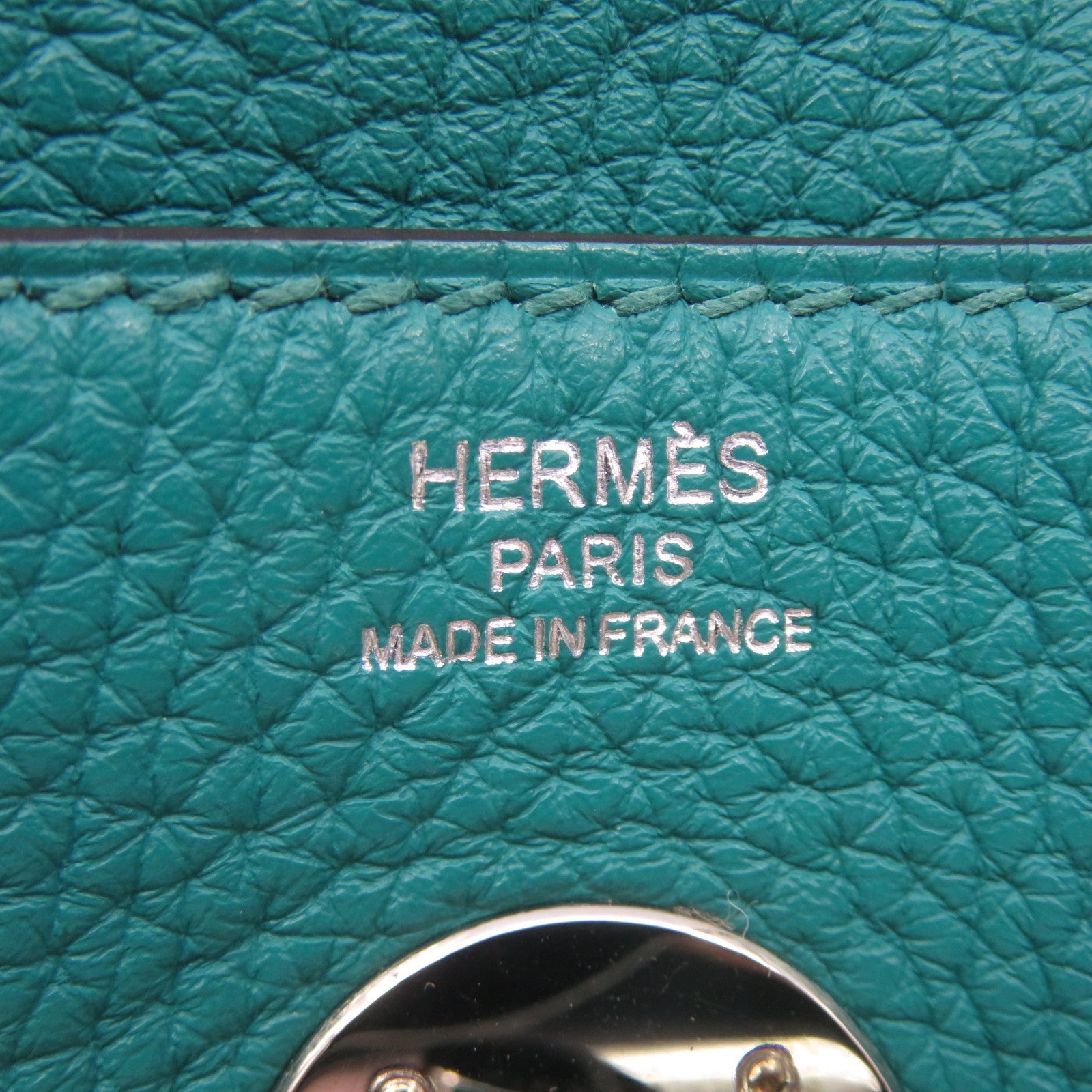 HERMES Clemence皮革Lindy 26 Shoulder Bag银扣肩背袋7F绿色