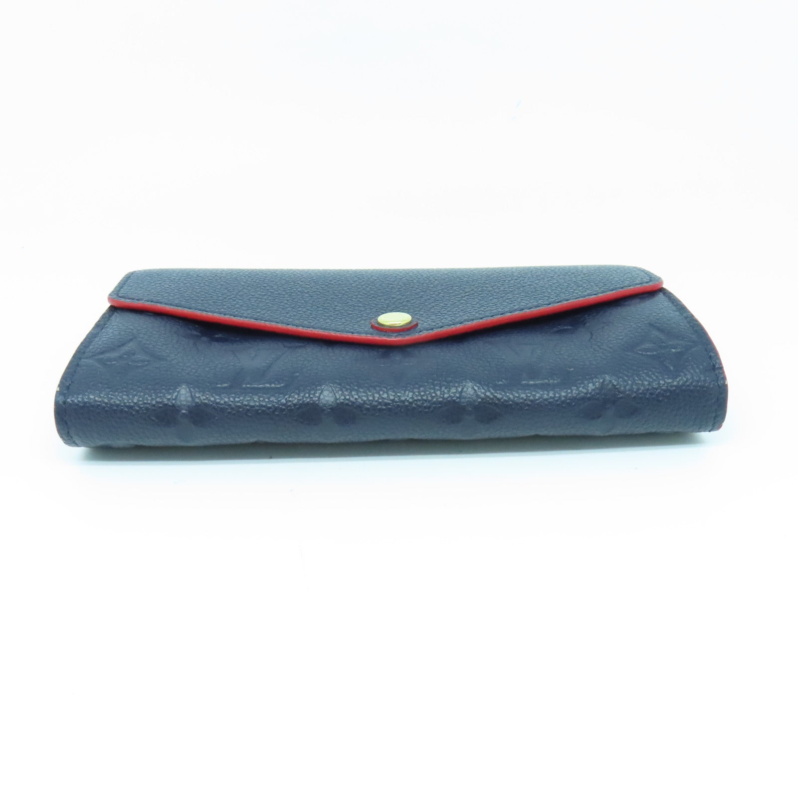 LOUIS VUITTON Monogram Empreinte Sarah gold buckle long wallet dark blue