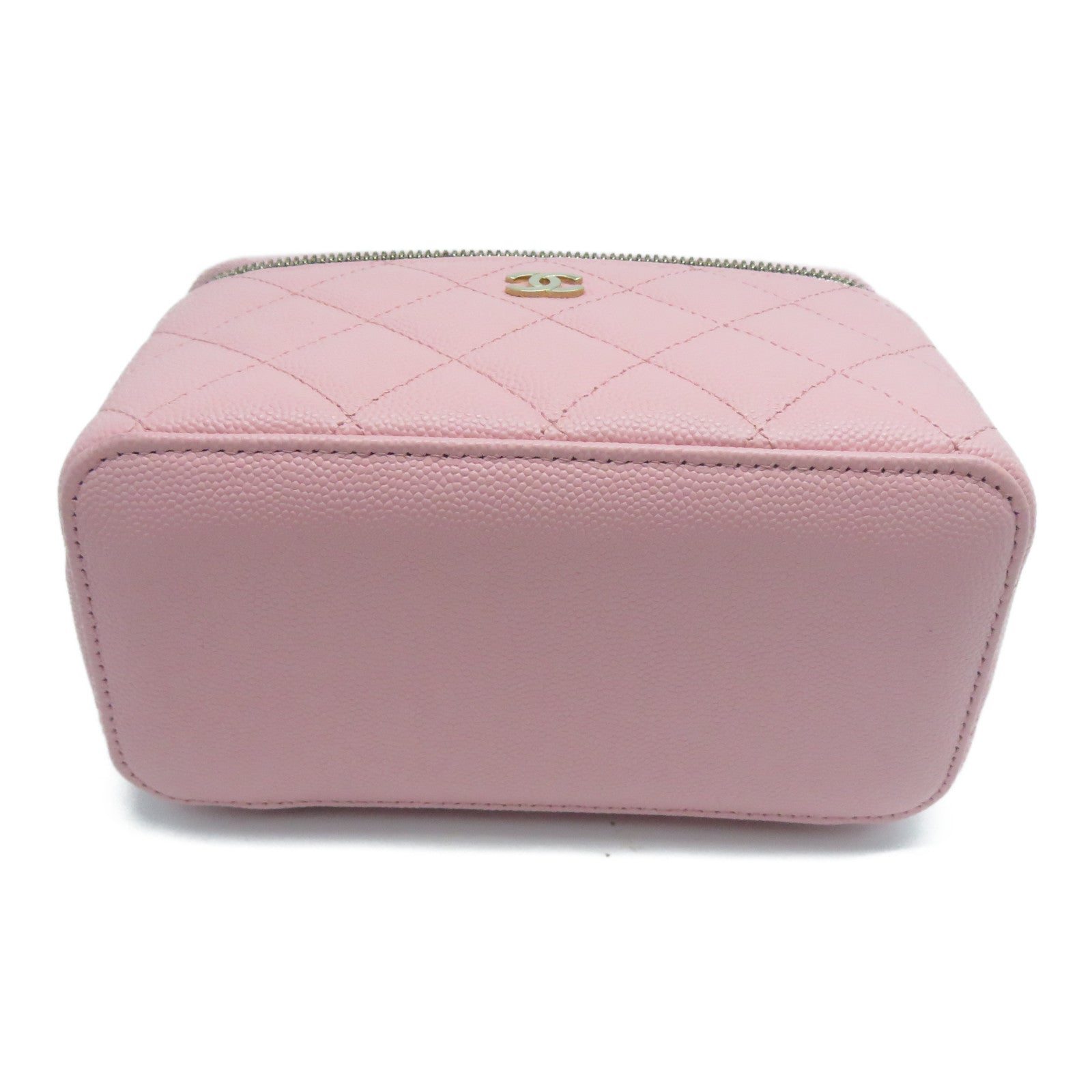 CHANEL 菱格羊皮皮革Small Vanity Case金扣鏈帶肩背袋粉紅色