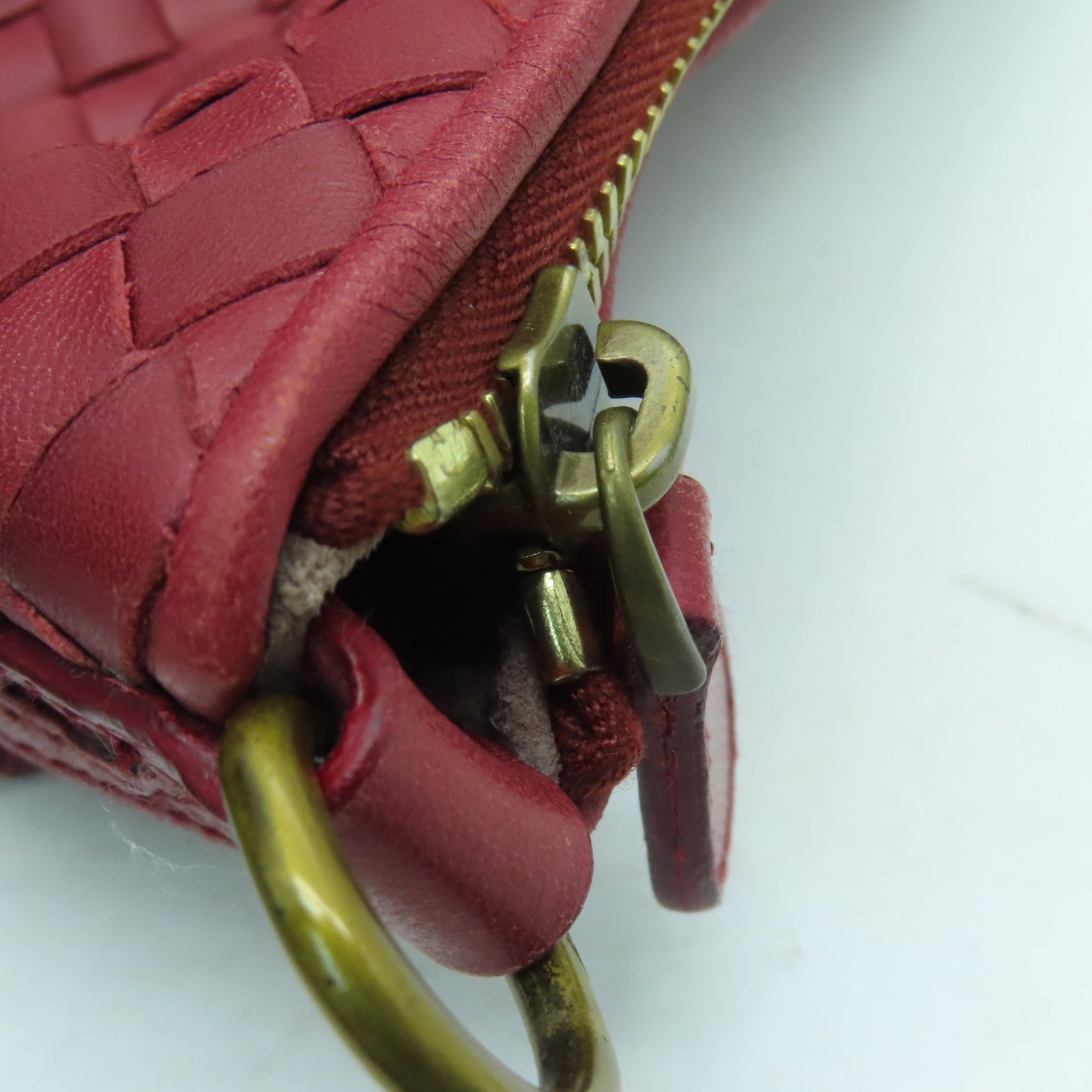 BOTTEGA VENETA 織紋皮革2way Shoulder Bag金扣手挽肩背兩用袋紅色
