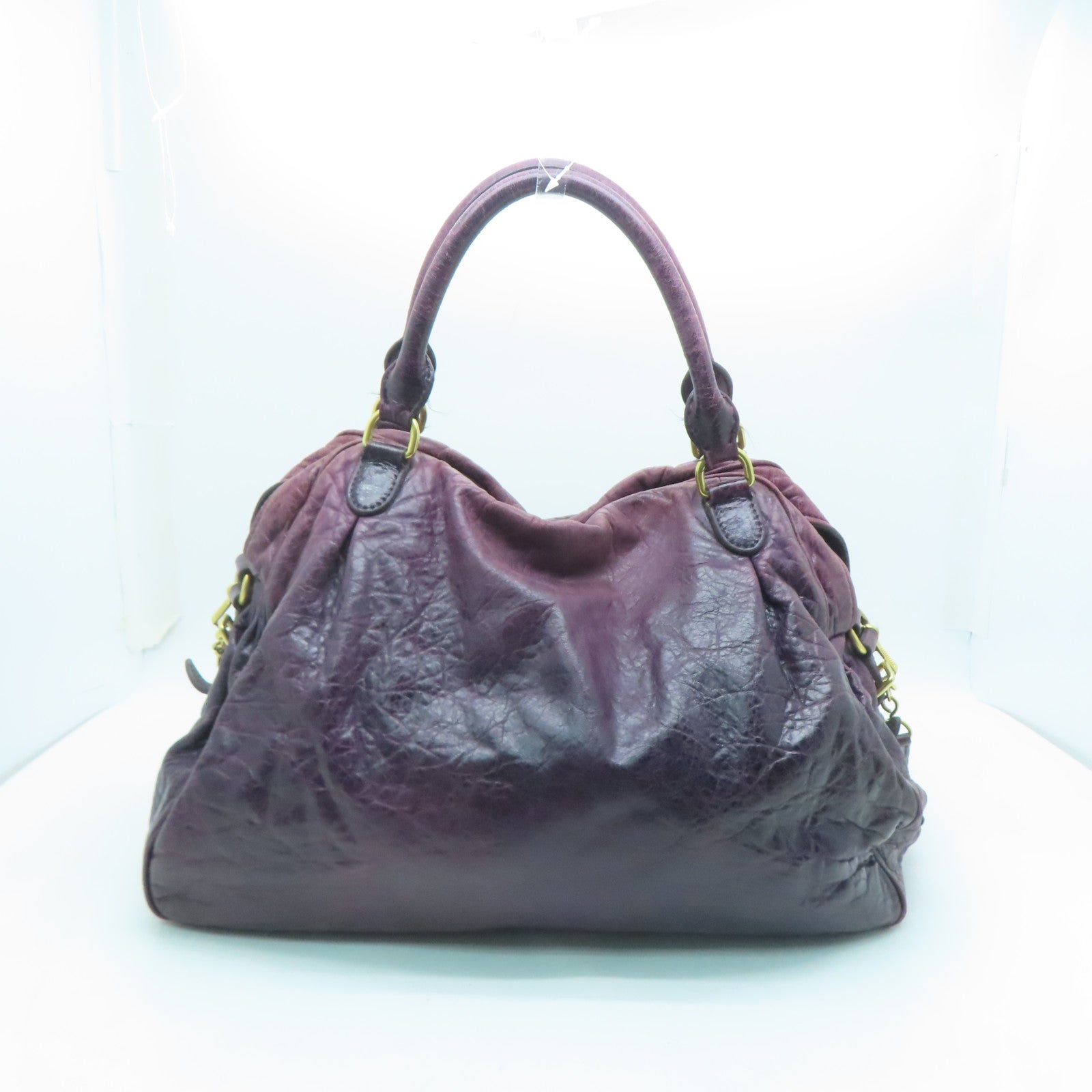 Miu Miu 牛皮皮革Shoulder Bag金扣手挽肩背兩用袋紫色