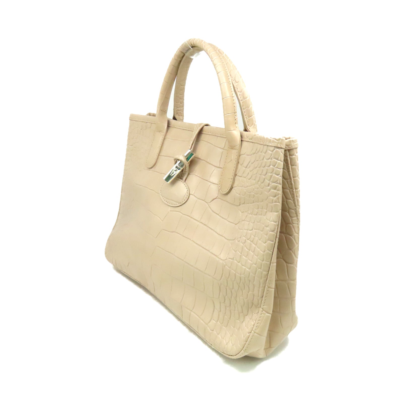 Longchamp 牛皮皮革Hand Bag手挽袋米色