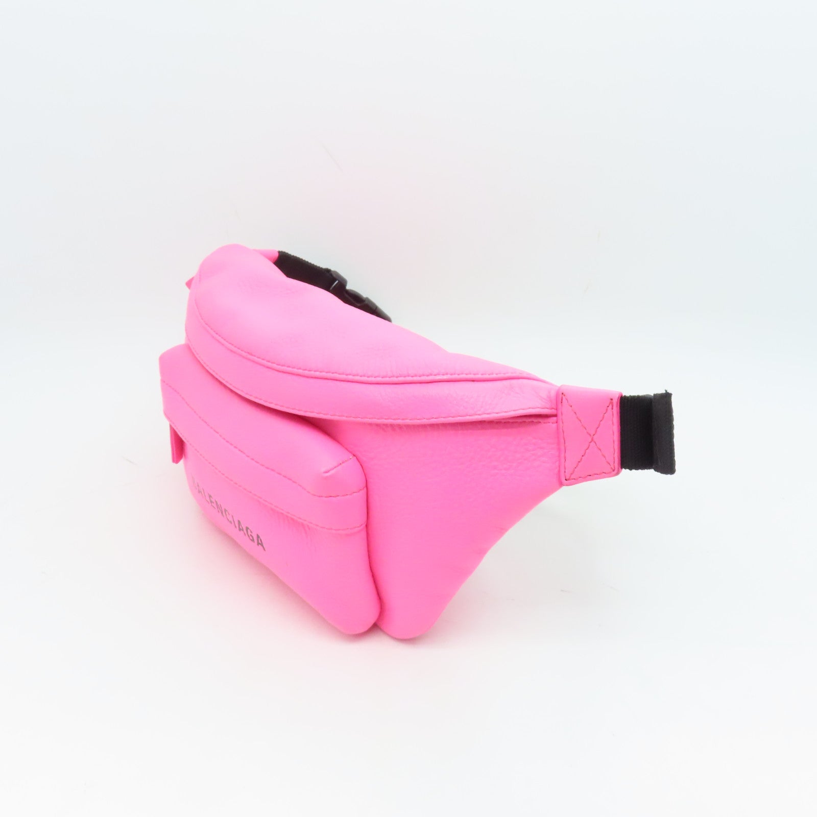 BALENCIAGA Leather Waist Bag Silver Buckle Pink