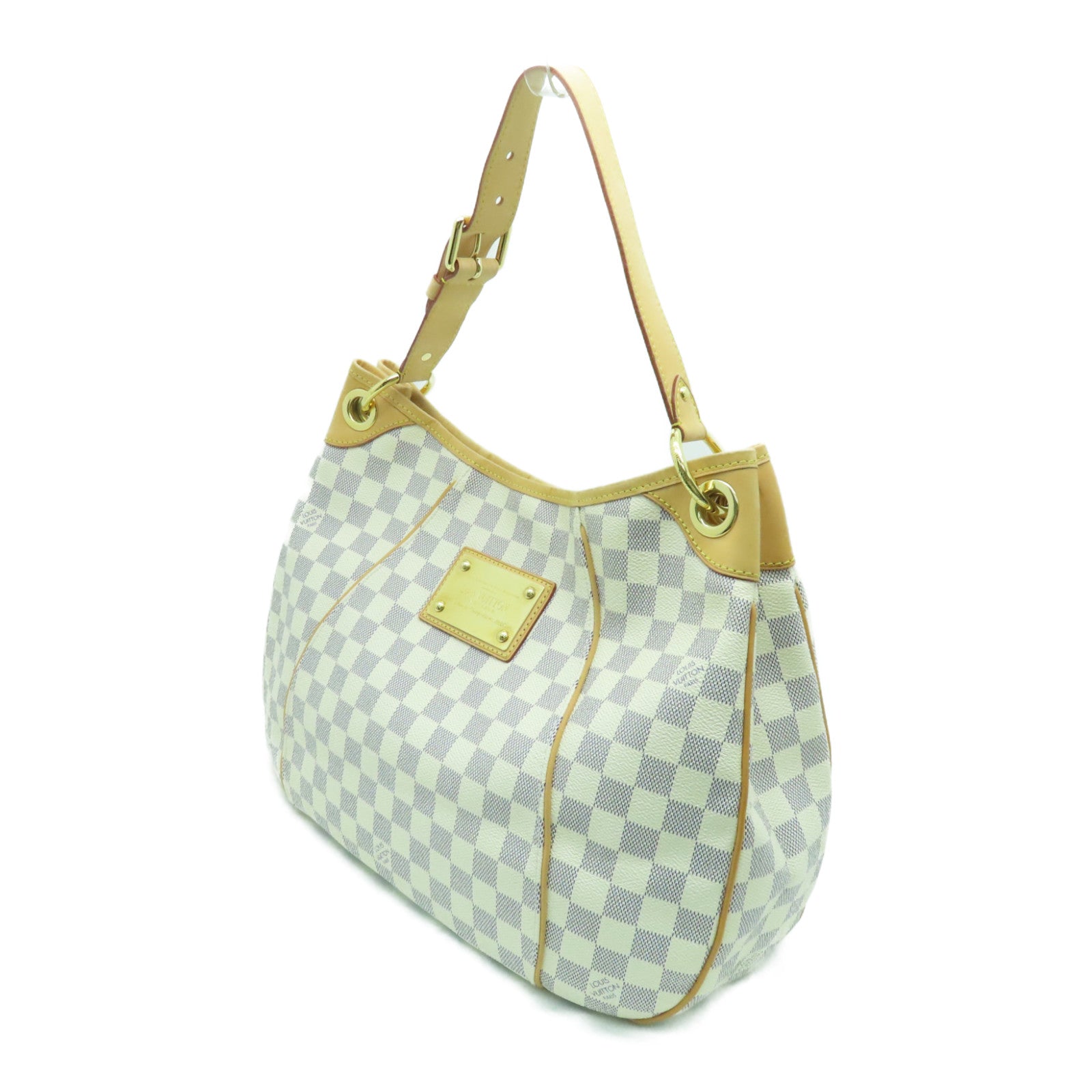LOUIS VUITTON Damier Azur Galliera PM金扣肩背袋白色