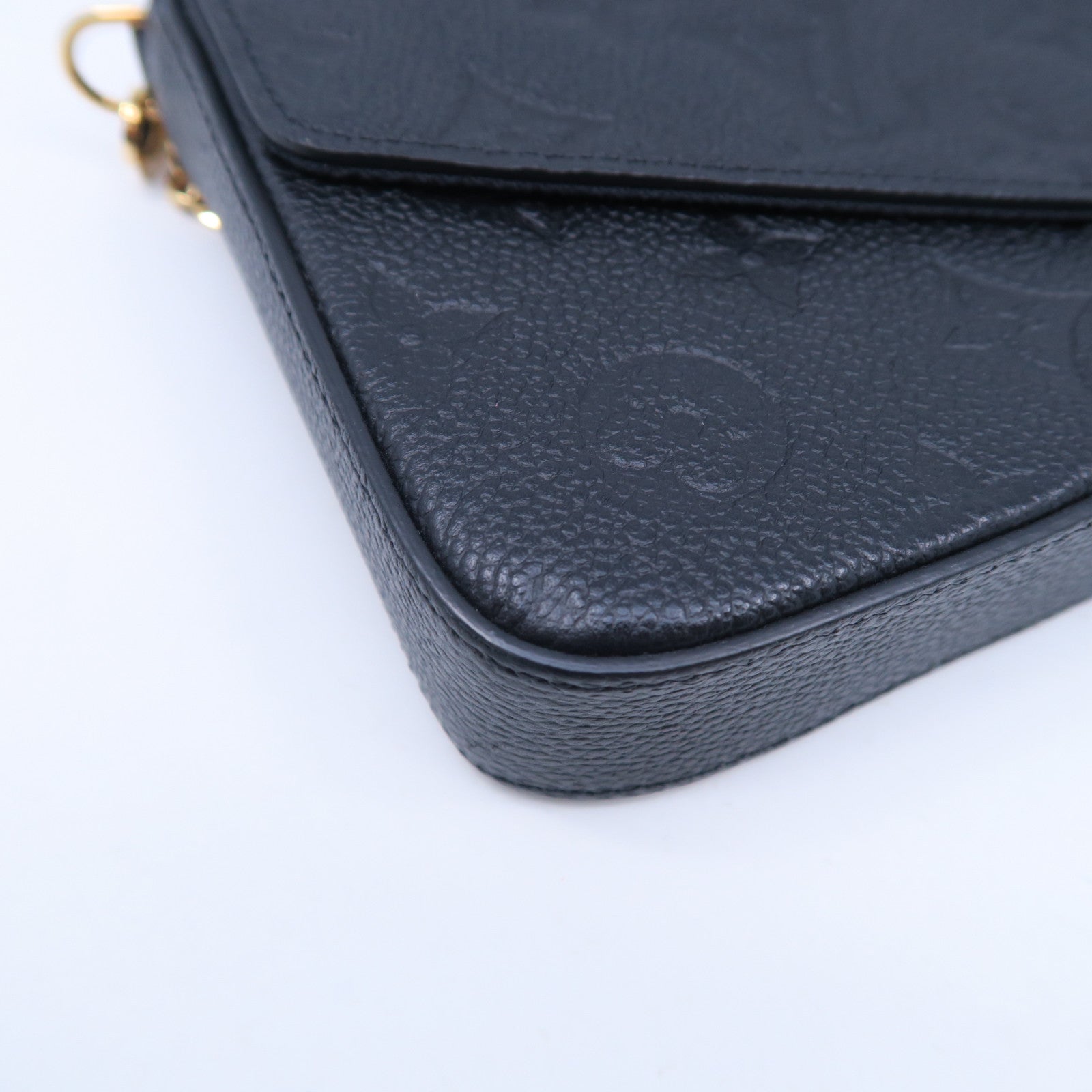 LOUIS VUITTON Monogram Empreinte Pochette Felicie金扣鏈帶肩背袋黑色