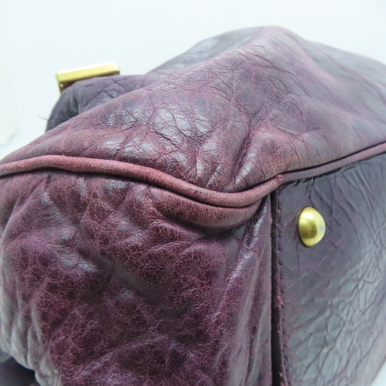 Miu Miu 牛皮皮革Shoulder Bag金扣手挽肩背兩用袋紫色
