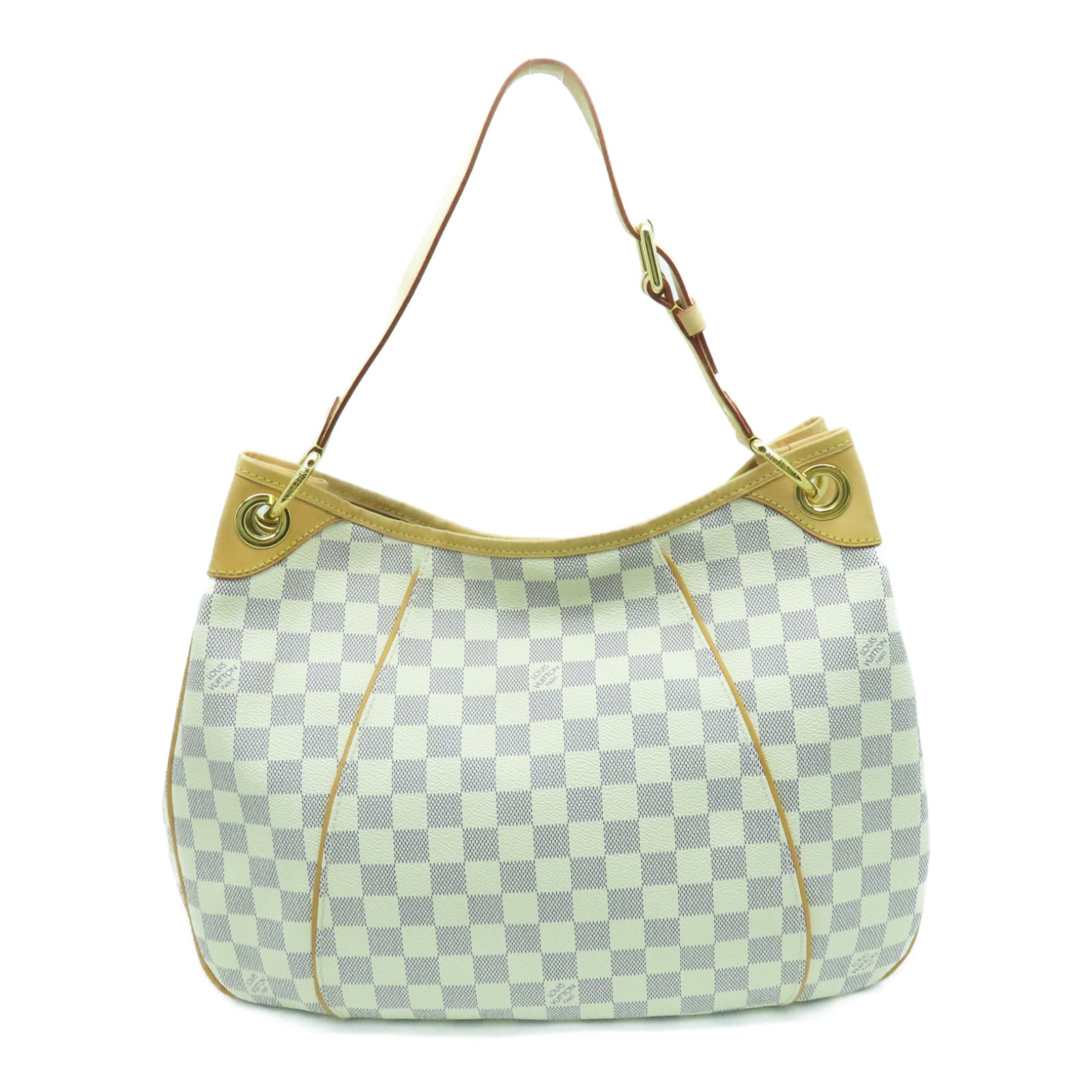 LOUIS VUITTON Damier Azur Galliera PM金扣肩背袋白色