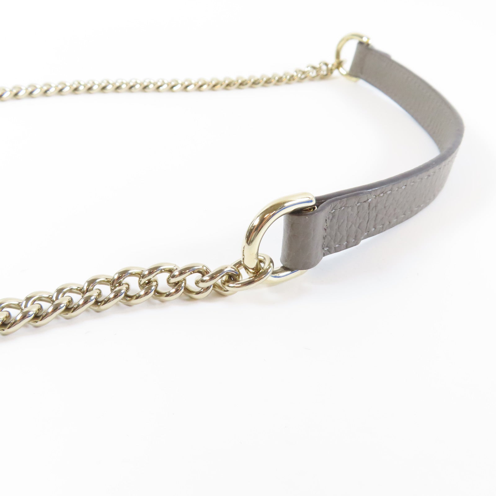 GUCCI 牛皮皮革Chain Shoulder金扣鏈帶肩背袋灰色