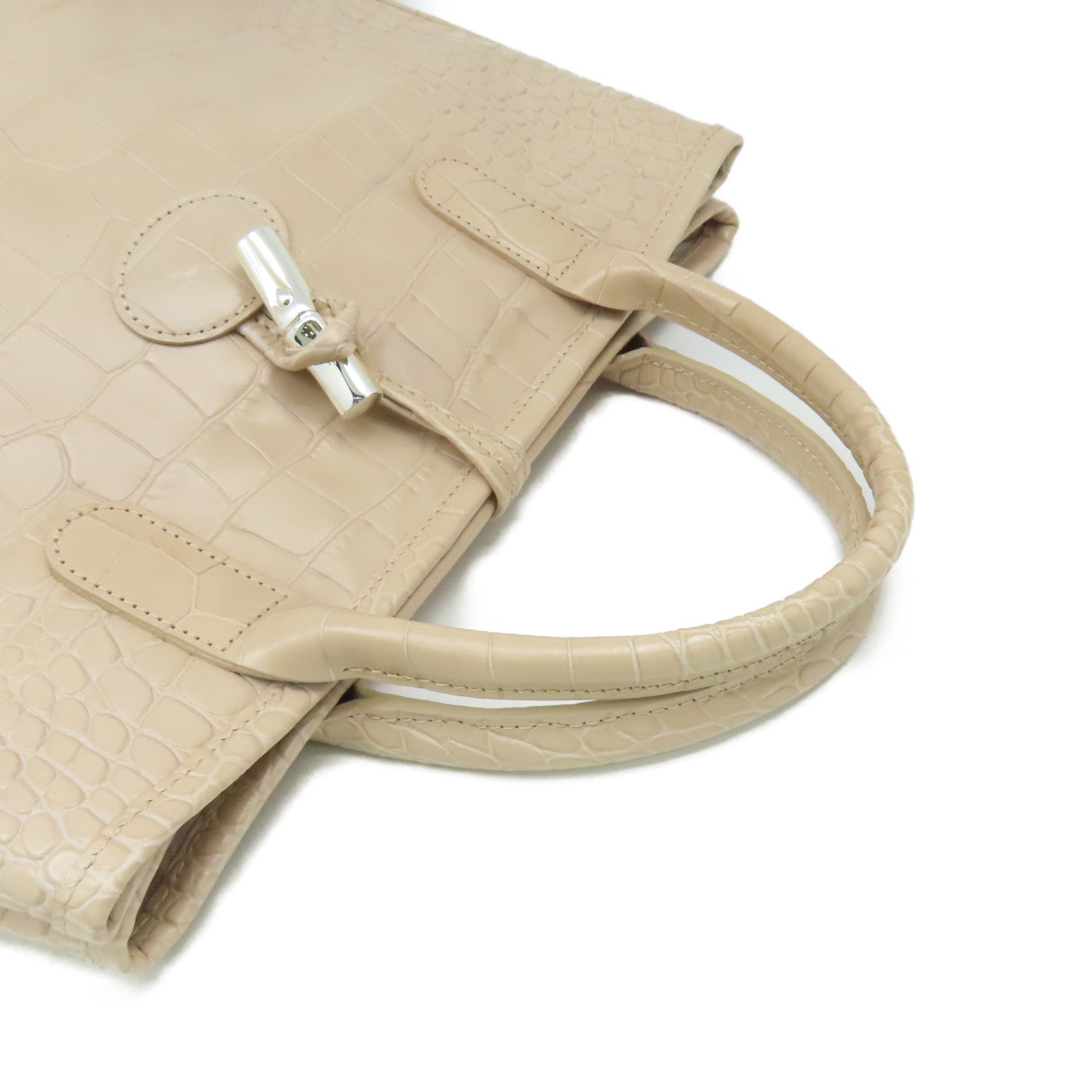 Longchamp 牛皮皮革Hand Bag手挽袋米色