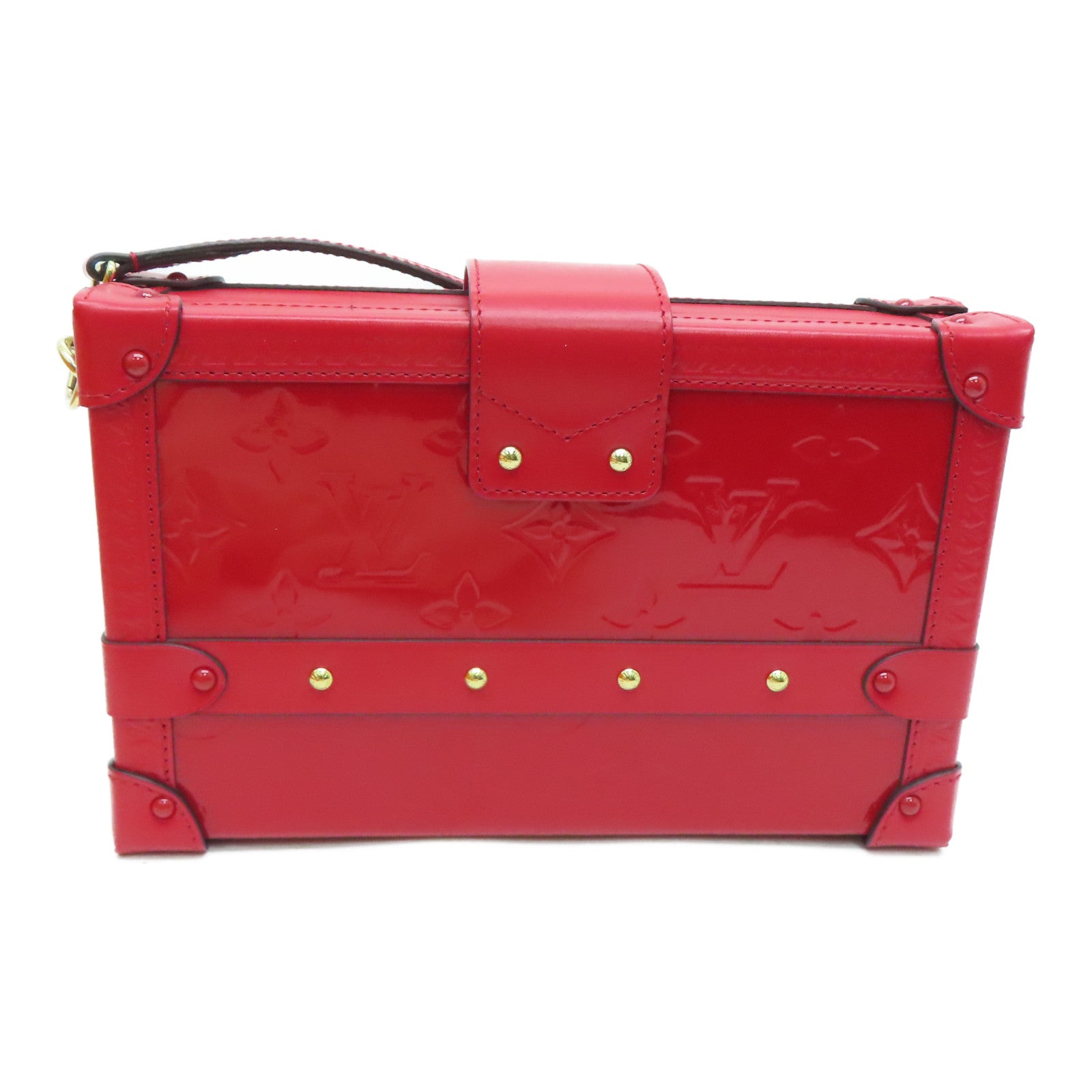 LOUIS VUITTON Monogram Vernis Petite Malle Shoulder Bag Red