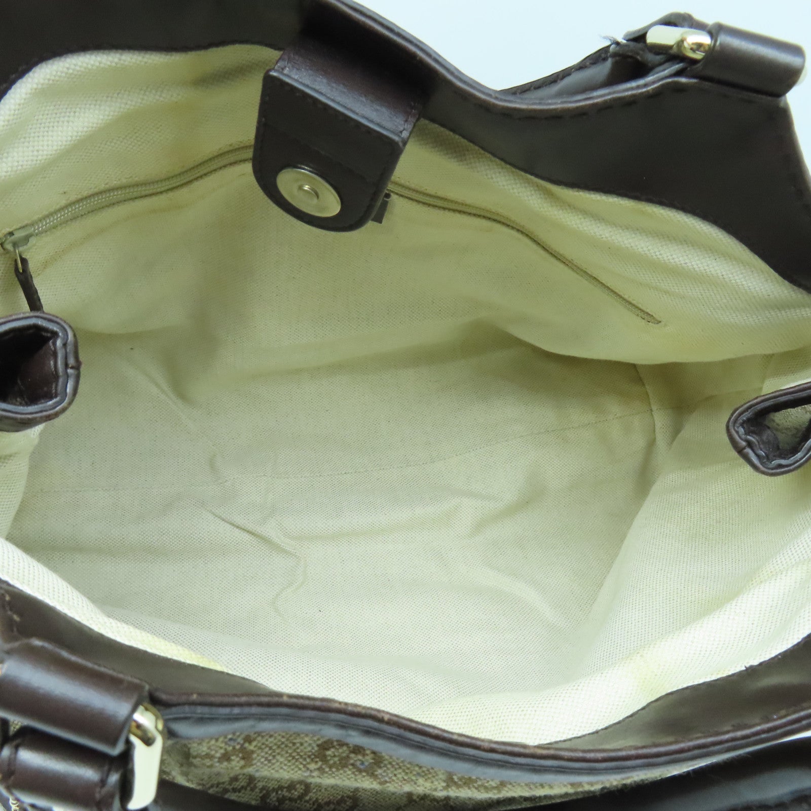 GUCCI canvas Shoulder Bag gold buckle shoulder bag brown