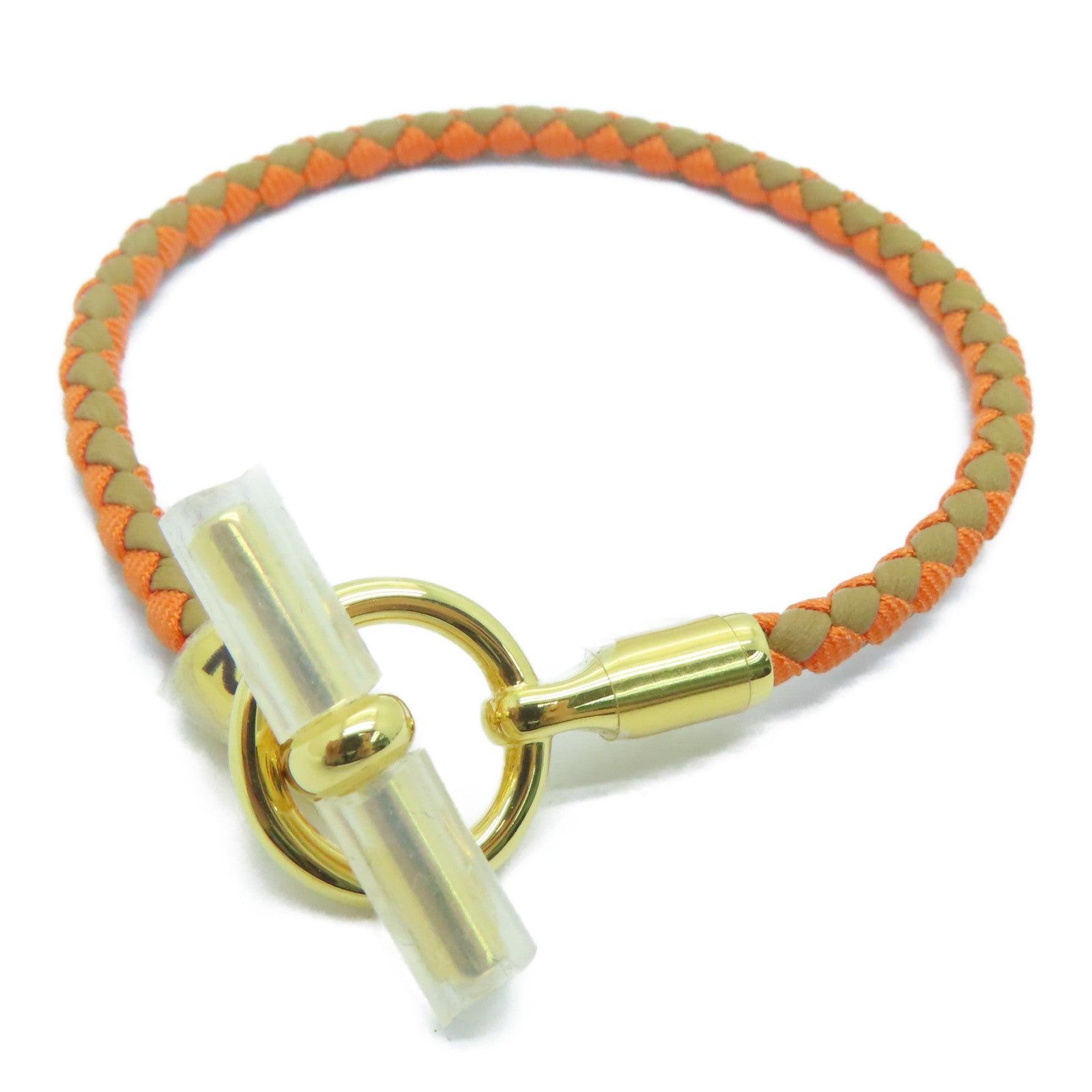 HERMES Swift皮革Glenan Bracelet金扣手帶橙色