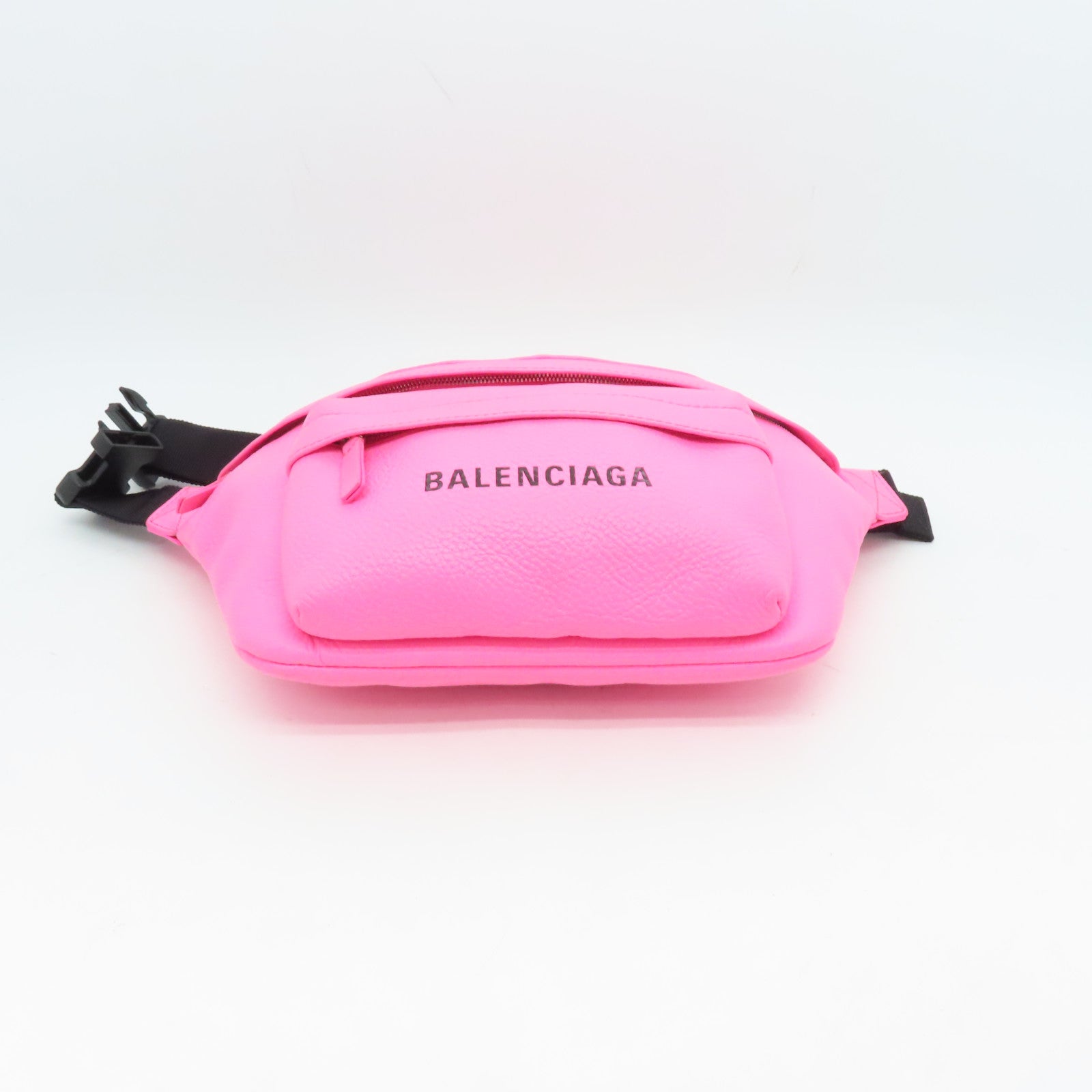 BALENCIAGA Leather Waist Bag Silver Buckle Pink