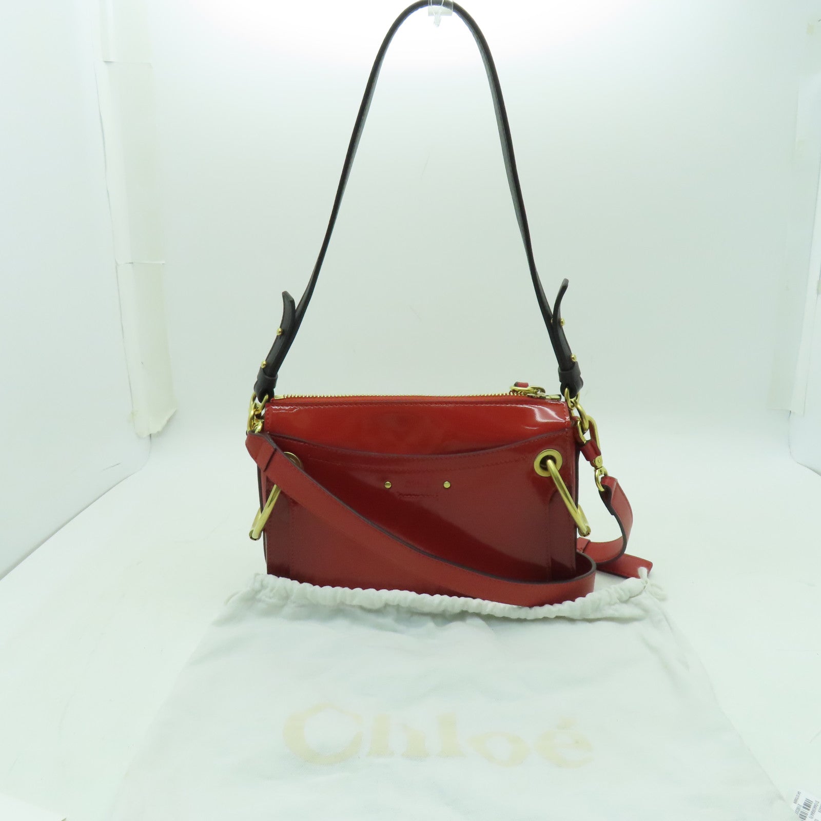 Chloe 【激減優惠】漆皮皮革Roy金扣手挽肩背兩用袋紅色