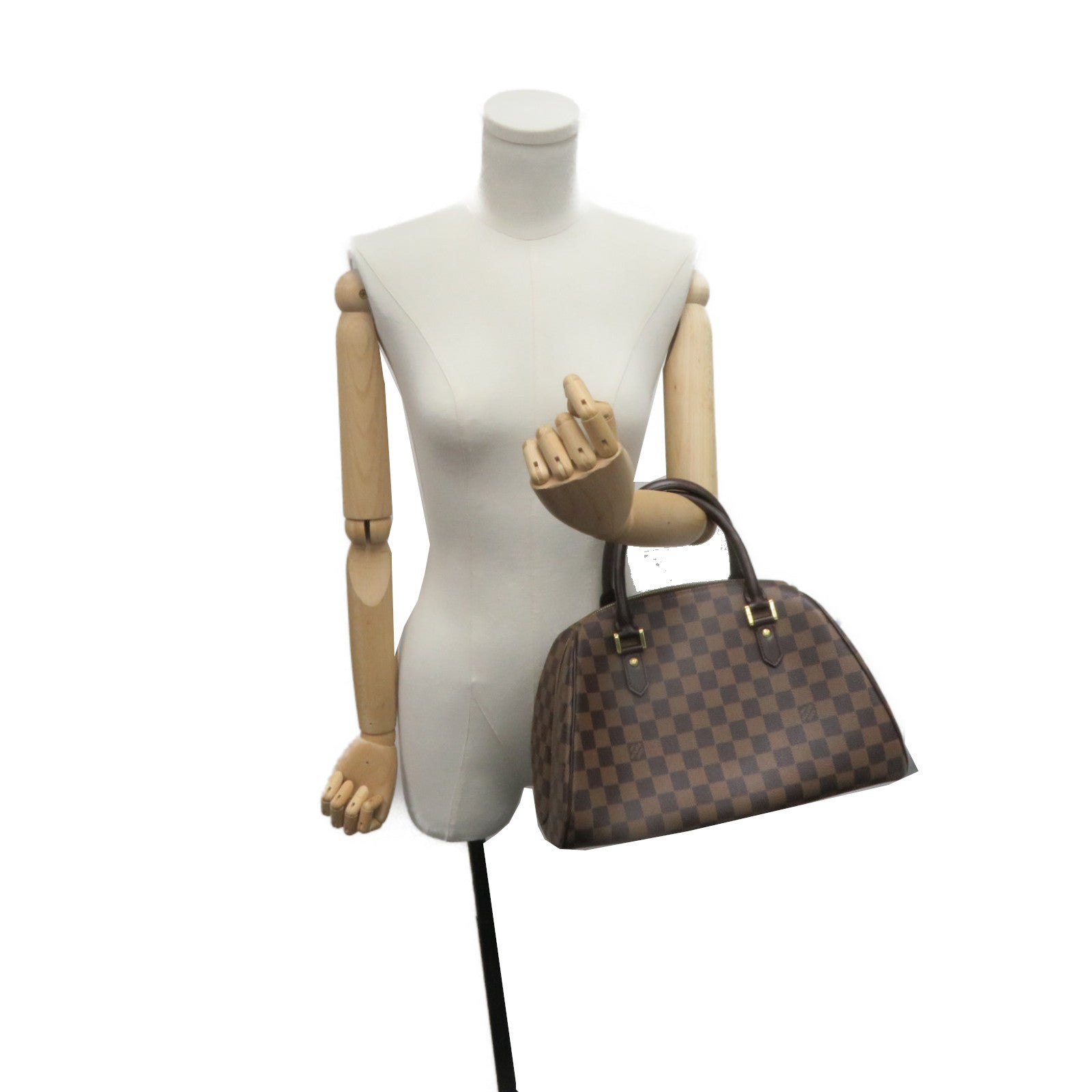 LOUIS VUITTON Damier Ribera MM Hand Bag金扣手挽袋黑色