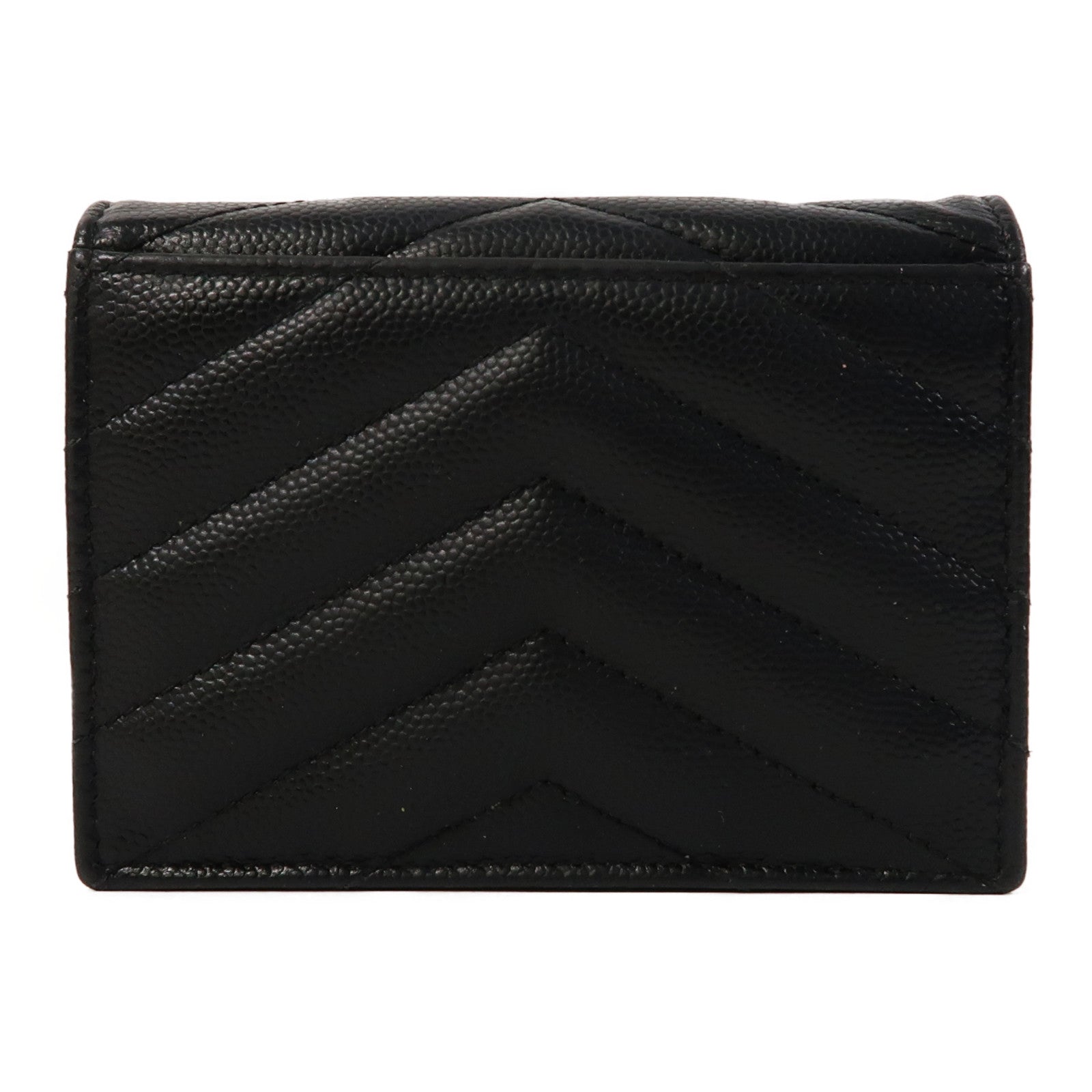 SAINT LAURENT 斜紋牛皮皮革Wallet金扣錢包黑色