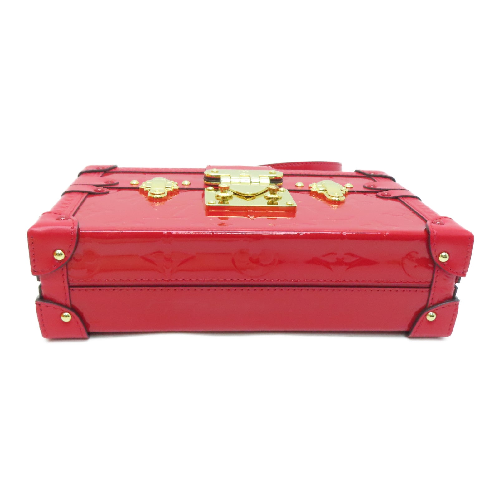 LOUIS VUITTON Monogram Vernis Petite Malle Shoulder Bag Red