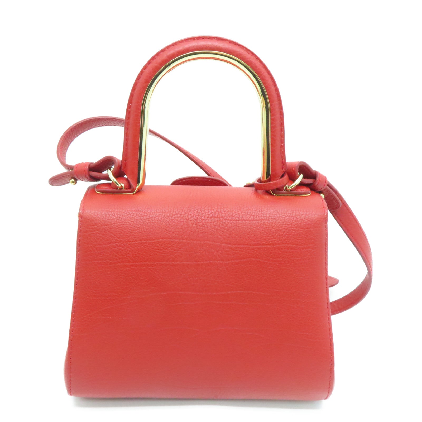 SELECTION [Sharp discount] Cowhide leather Delvaux Brillant Mini gold buckle handle shoulder bag red