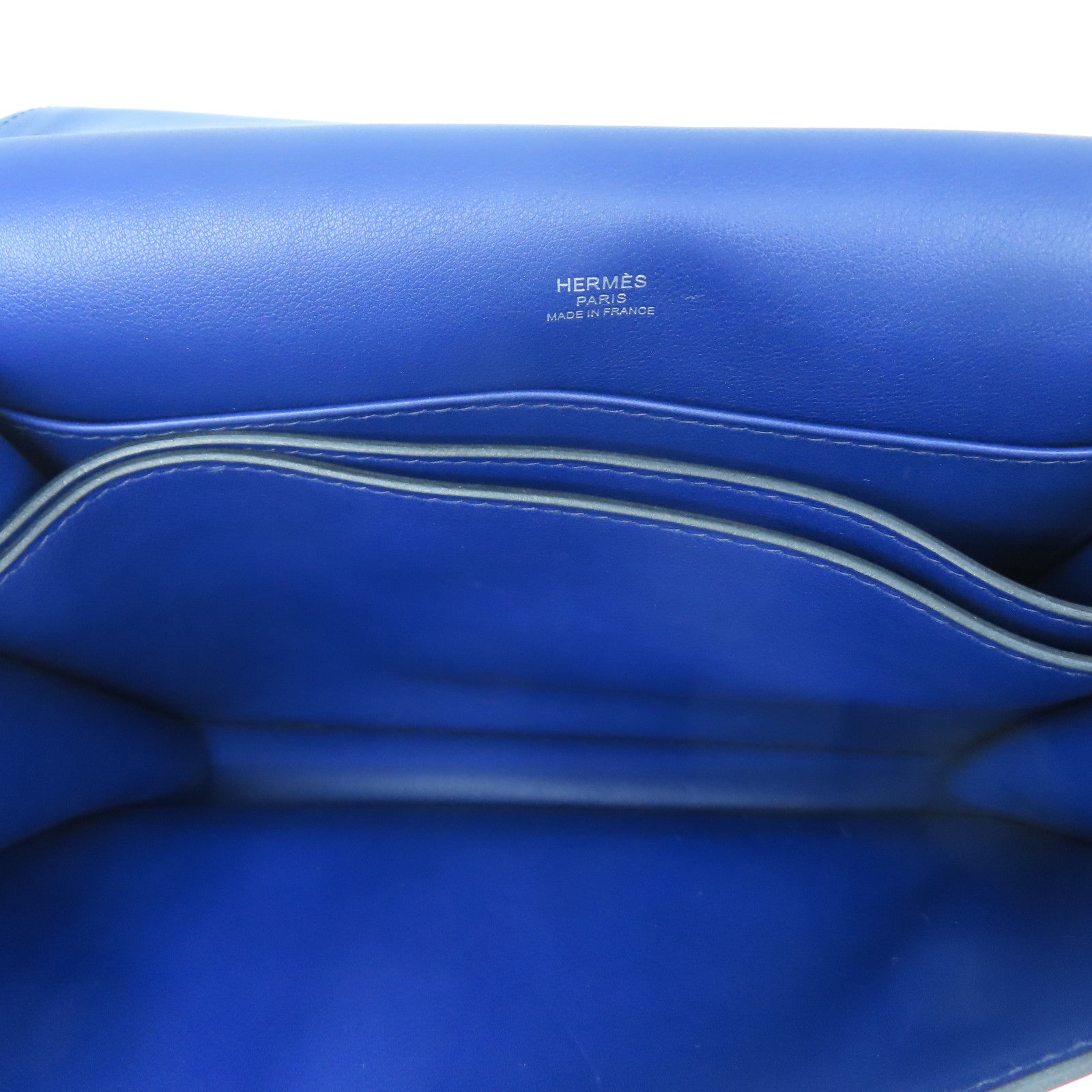 HERMES Suede Leather Roulis 23 Silver Buckle Shoulder Bag Blue
