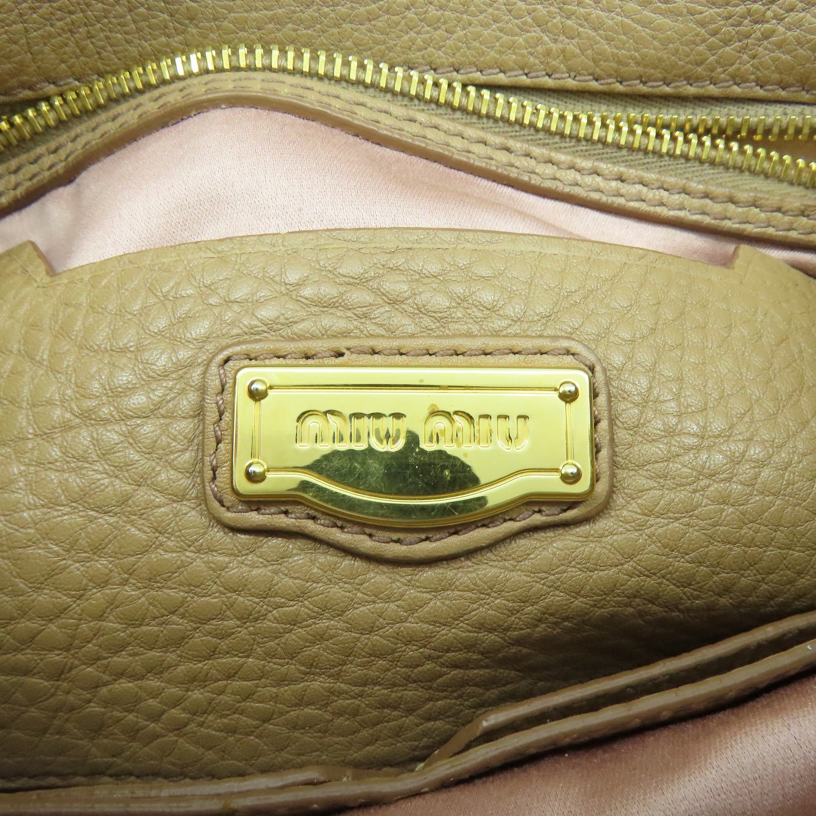 Miu Miu 牛皮皮革2 Way Shoulder金扣手挽肩背兩用袋啡色