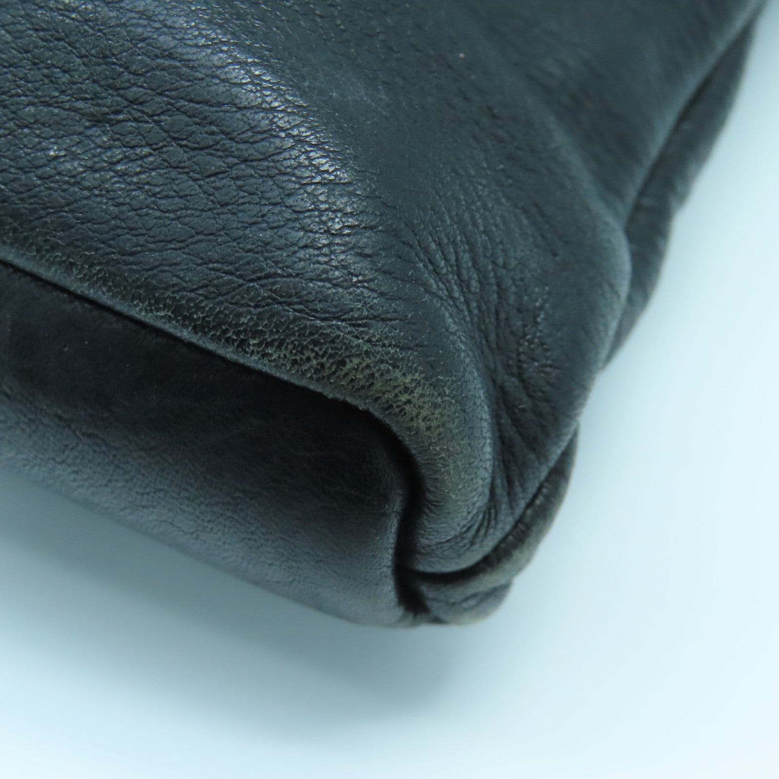 agnes b. 皮革Shoulder Bag銀扣肩背袋黑色
