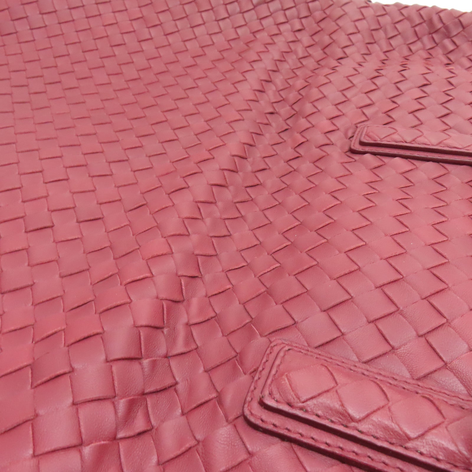 BOTTEGA VENETA 織紋皮革2way Shoulder Bag金扣手挽肩背兩用袋紅色