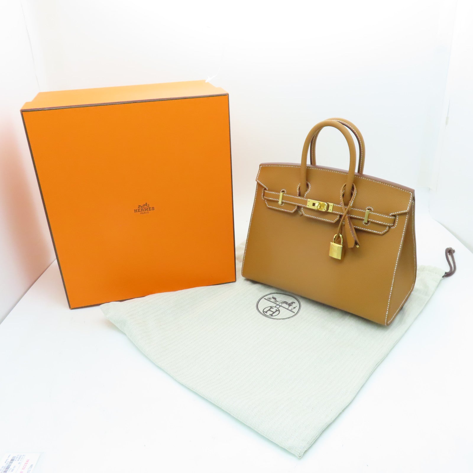HERMES Epsom皮革Birkin 25金扣手挽袋啡色