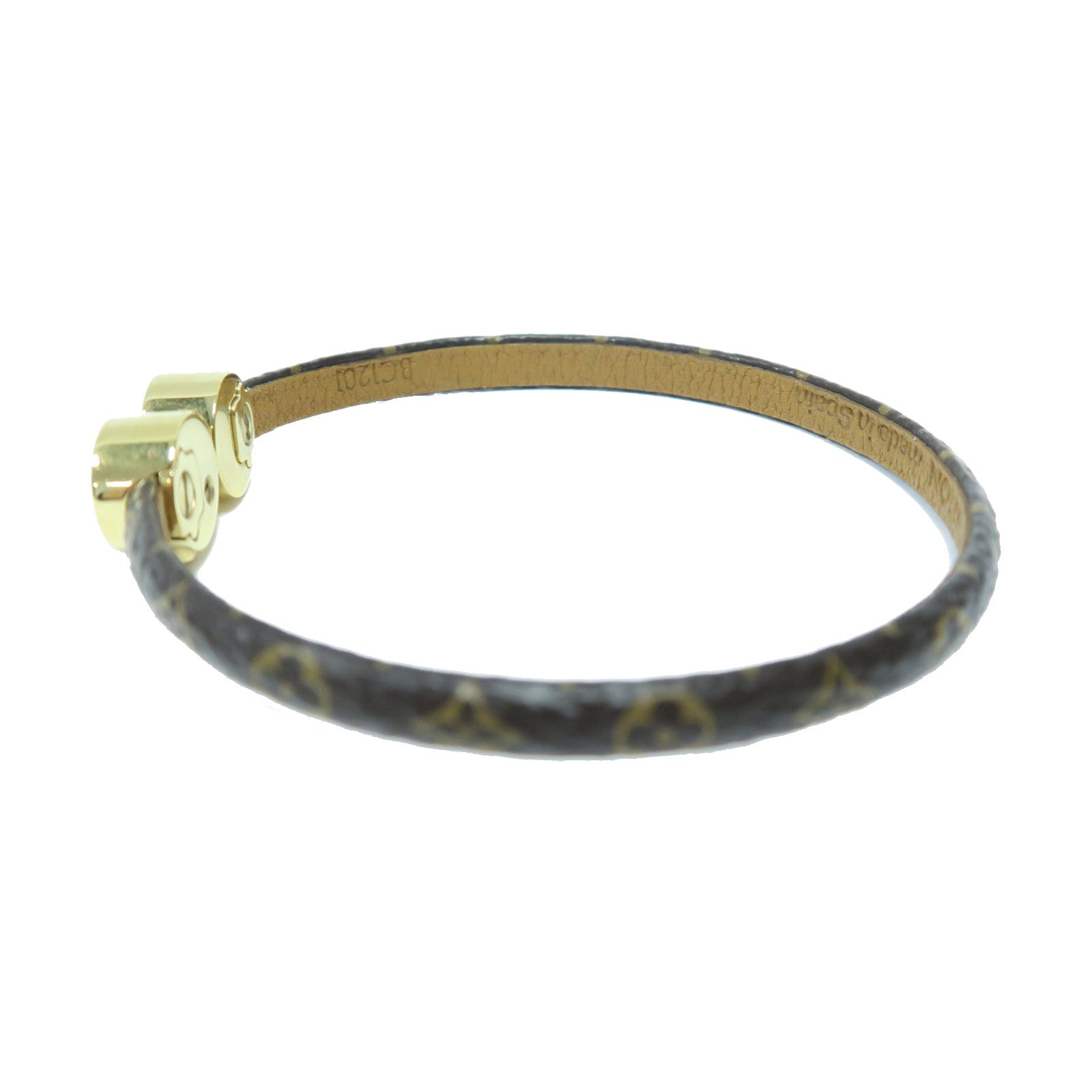 LOUIS VUITTON Monogram/金屬Historic Mini金扣手鏈啡色