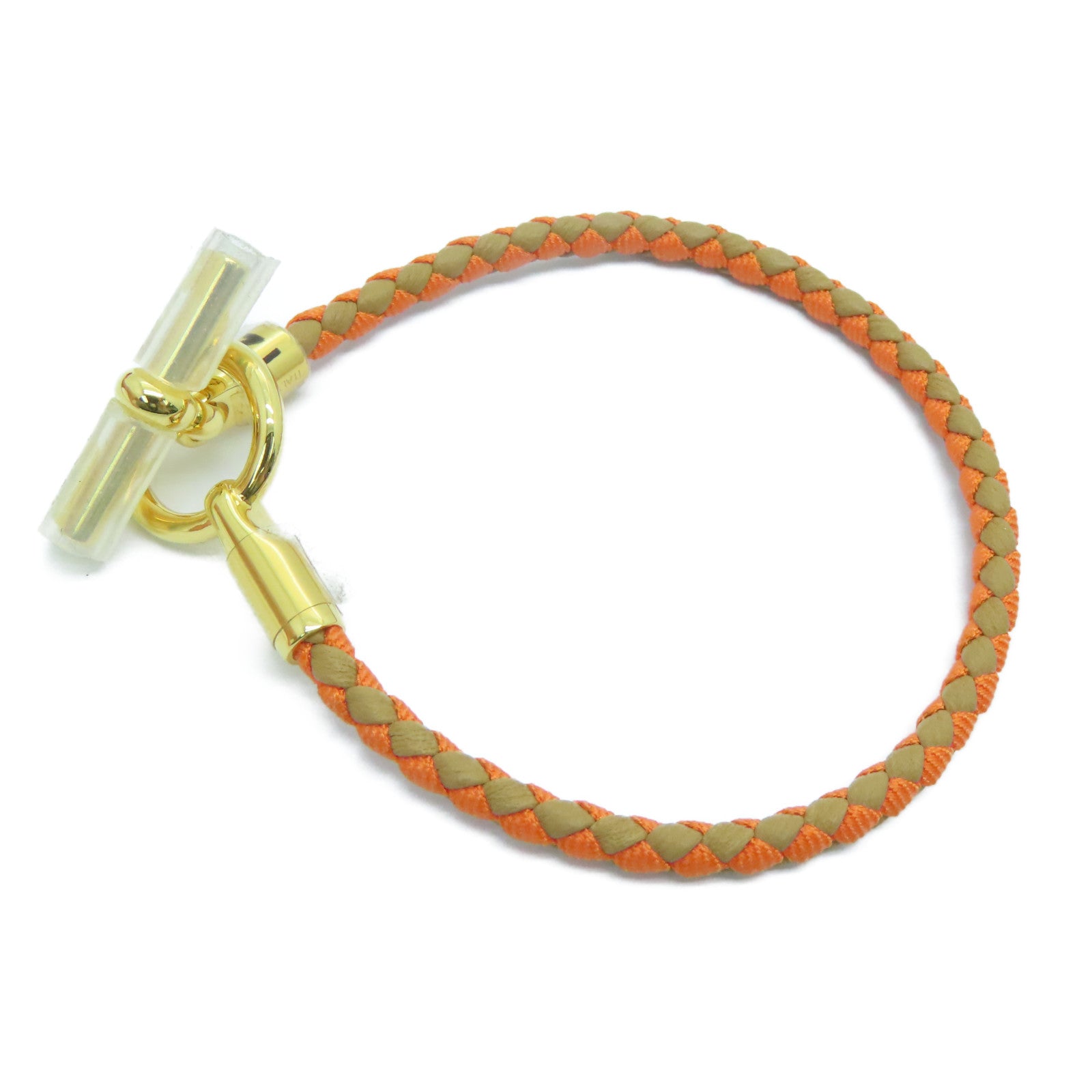 HERMES Swift皮革Glenan Bracelet金扣手帶橙色