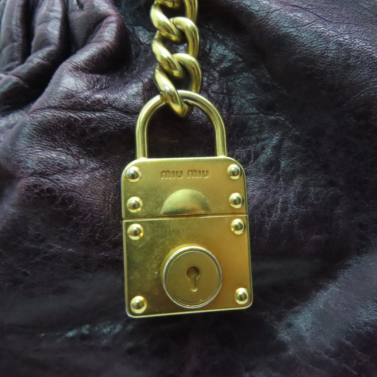 Miu Miu 牛皮皮革Shoulder Bag金扣手挽肩背兩用袋紫色