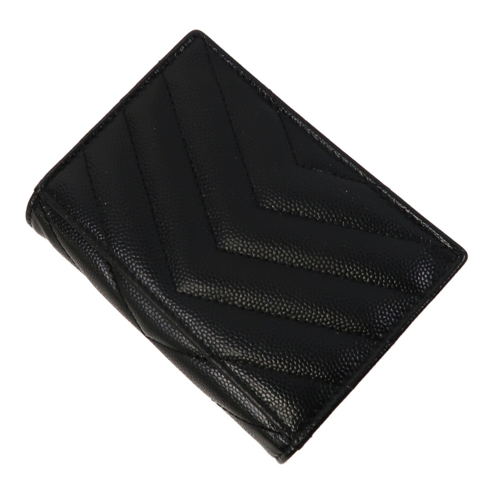 SAINT LAURENT 斜紋牛皮皮革Wallet金扣錢包黑色