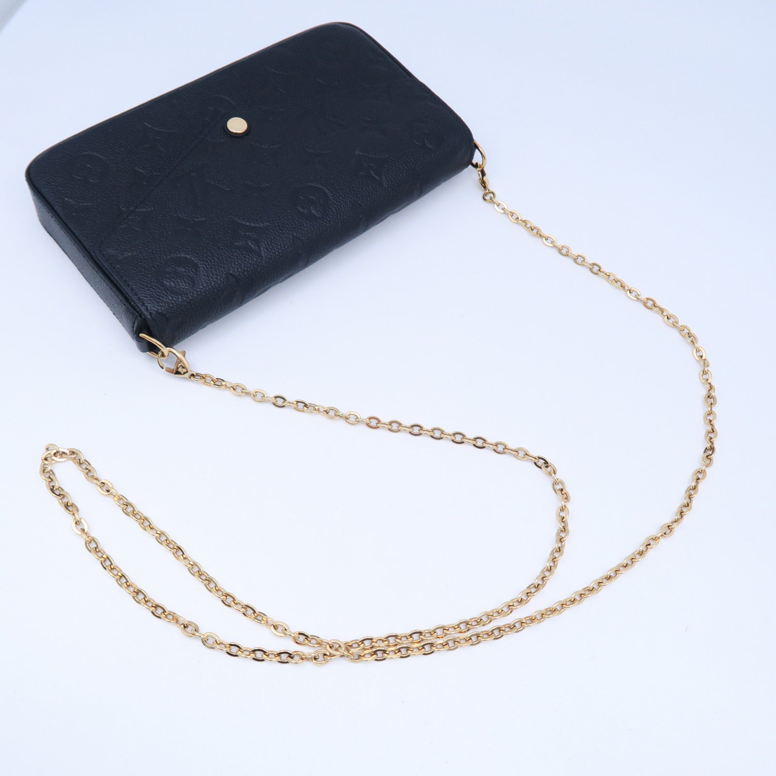 LOUIS VUITTON Monogram Empreinte Pochette Felicie金扣鏈帶肩背袋黑色