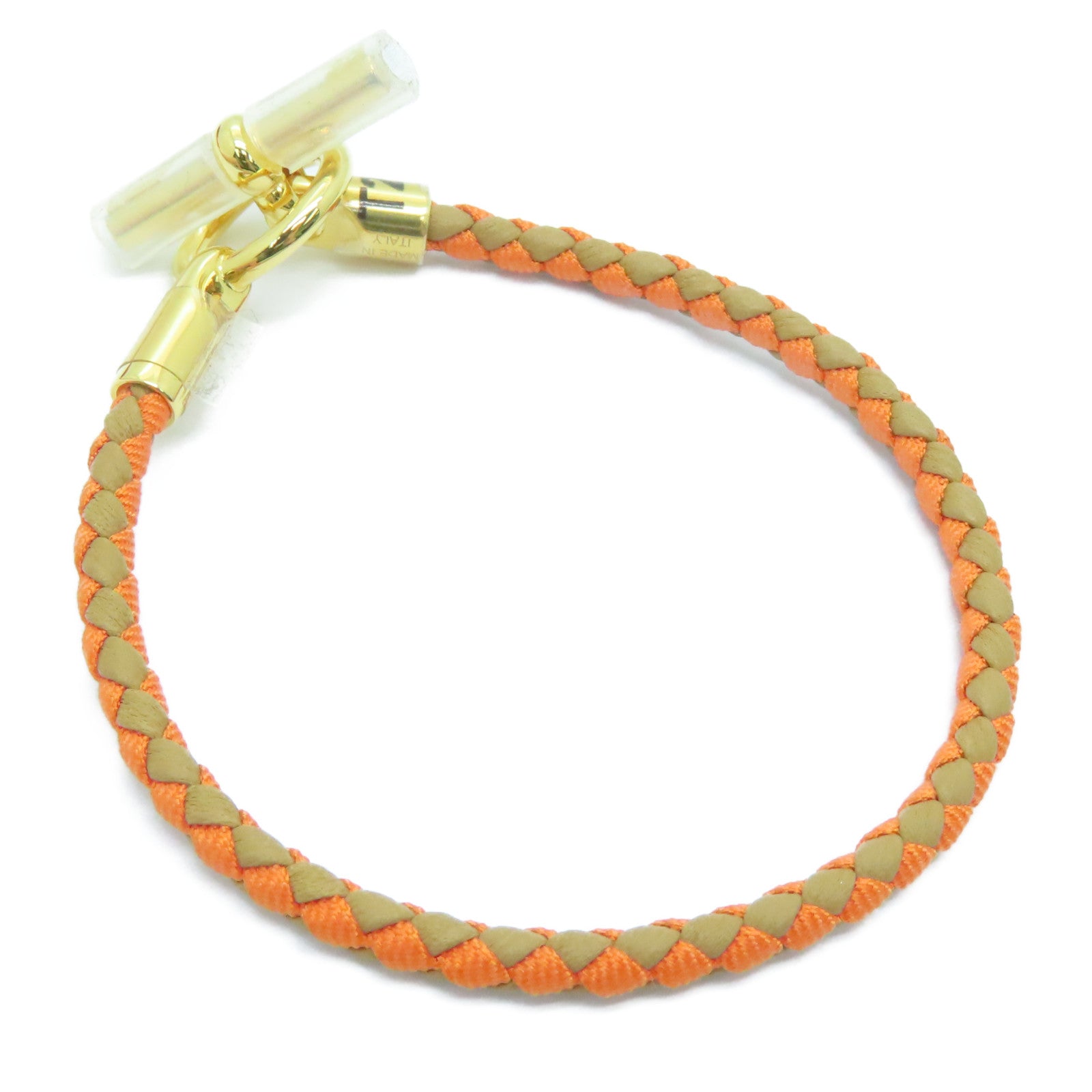 HERMES Swift皮革Glenan Bracelet金扣手帶橙色