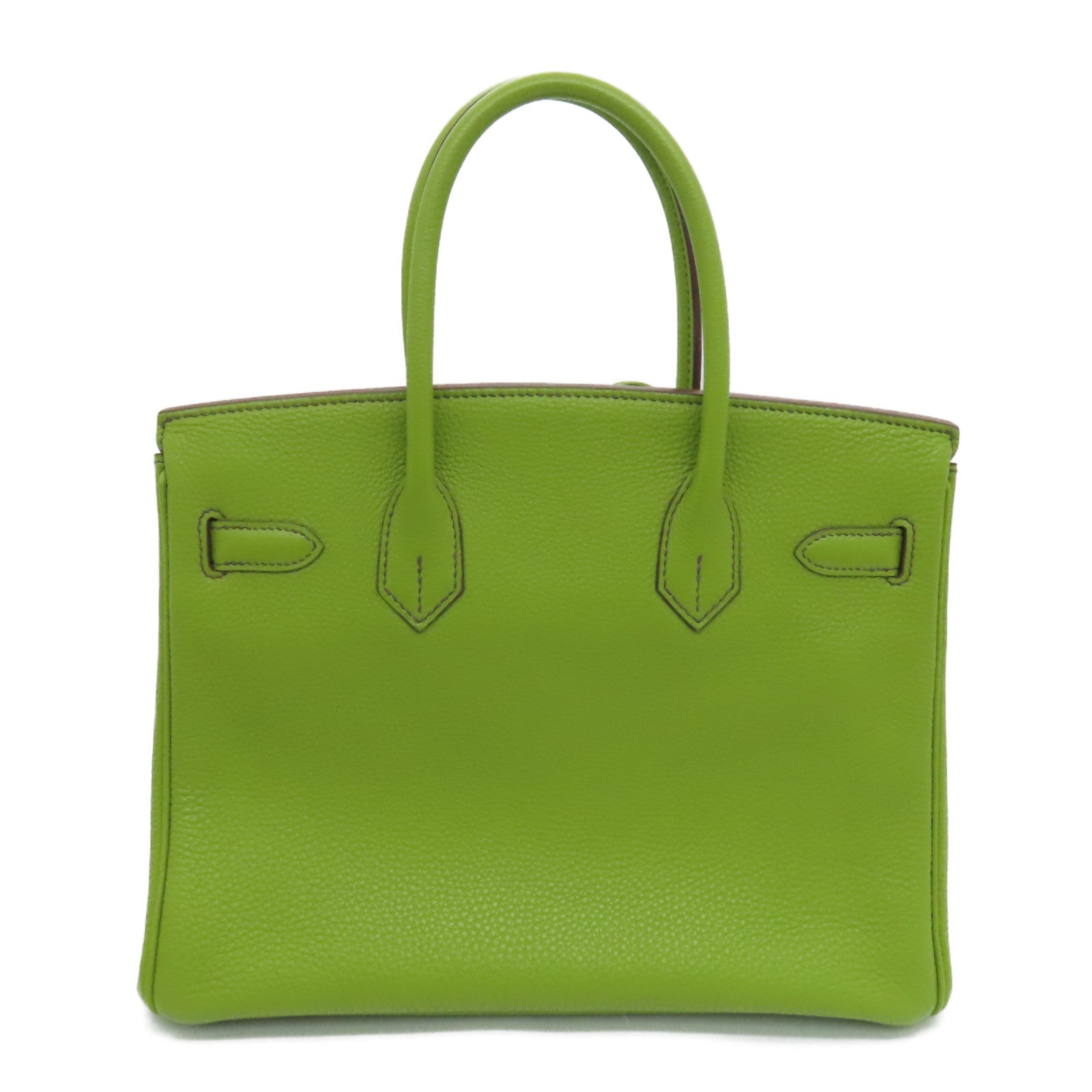 HERMES Clemence皮革Birkin 30銀扣手挽袋Vert Anis/綠色