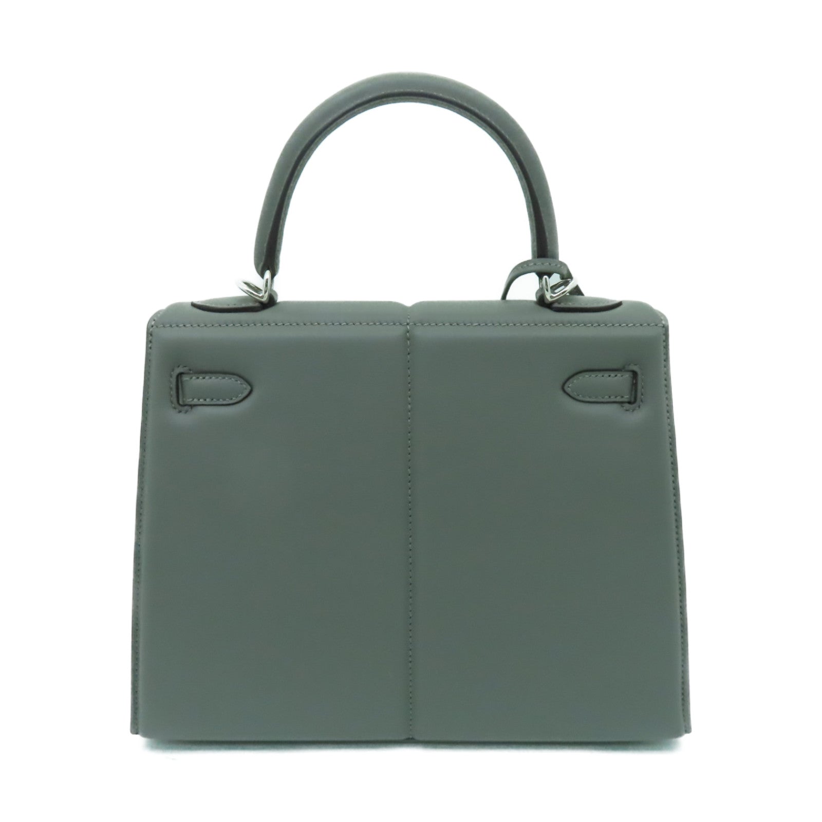 HERMES Swift皮革Kelly 25 Padded銀扣手挽肩背兩用袋Gris Meyer灰色