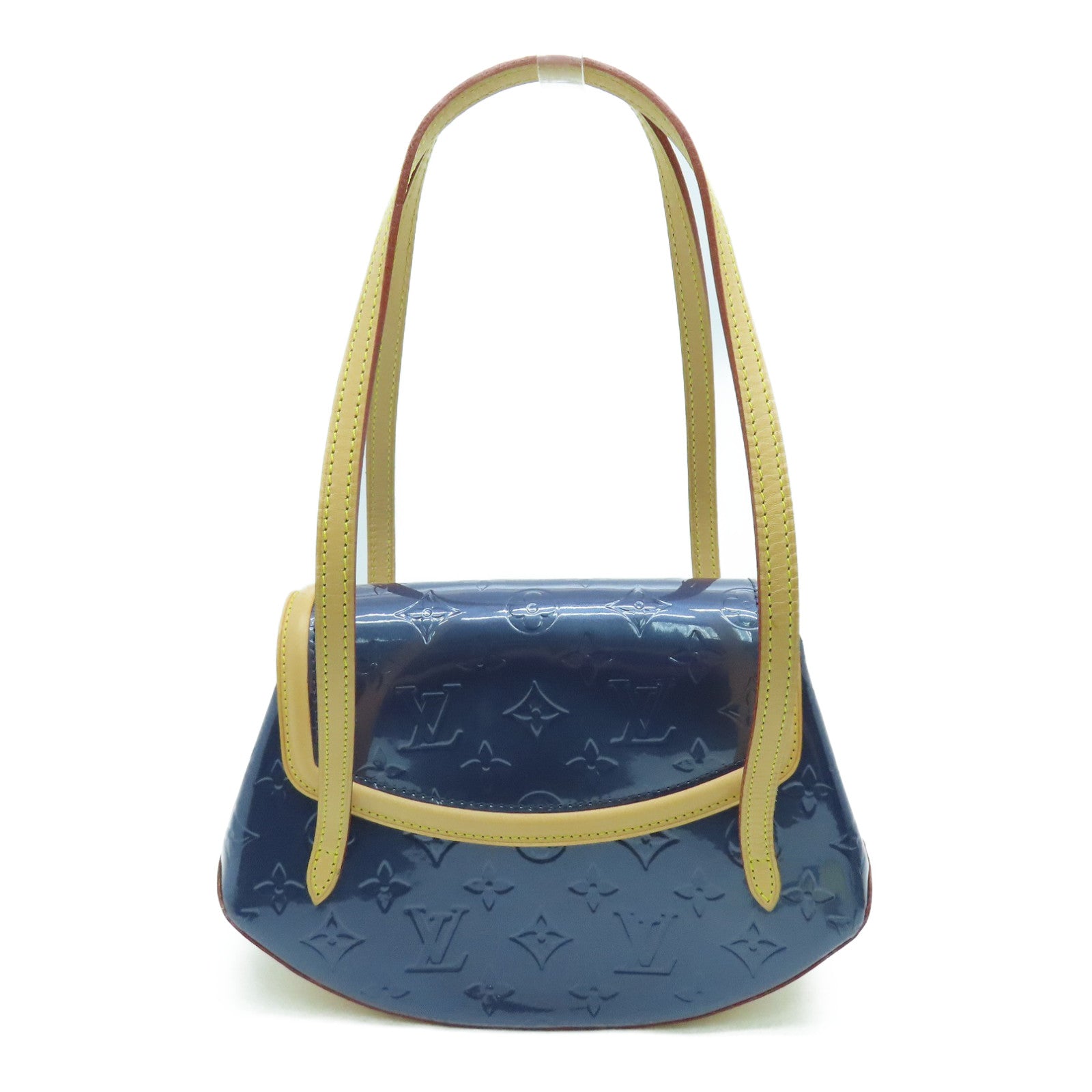 LOUIS VUITTON Monogram Vernis Biscayne Bag金扣肩背袋藍色
